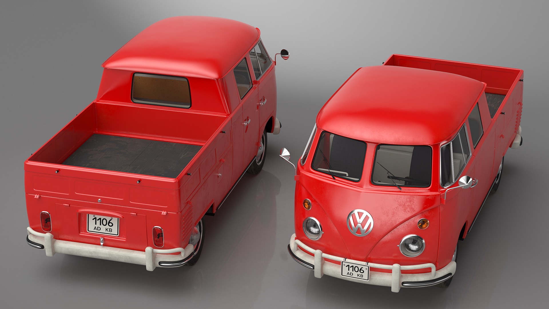 Volkswagen Type 2 Pickup Truck Rigged 3D