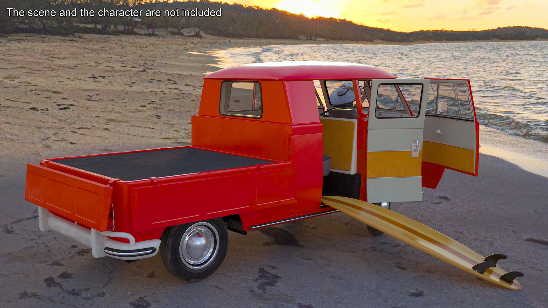Volkswagen Type 2 Pickup Truck Rigged 3D