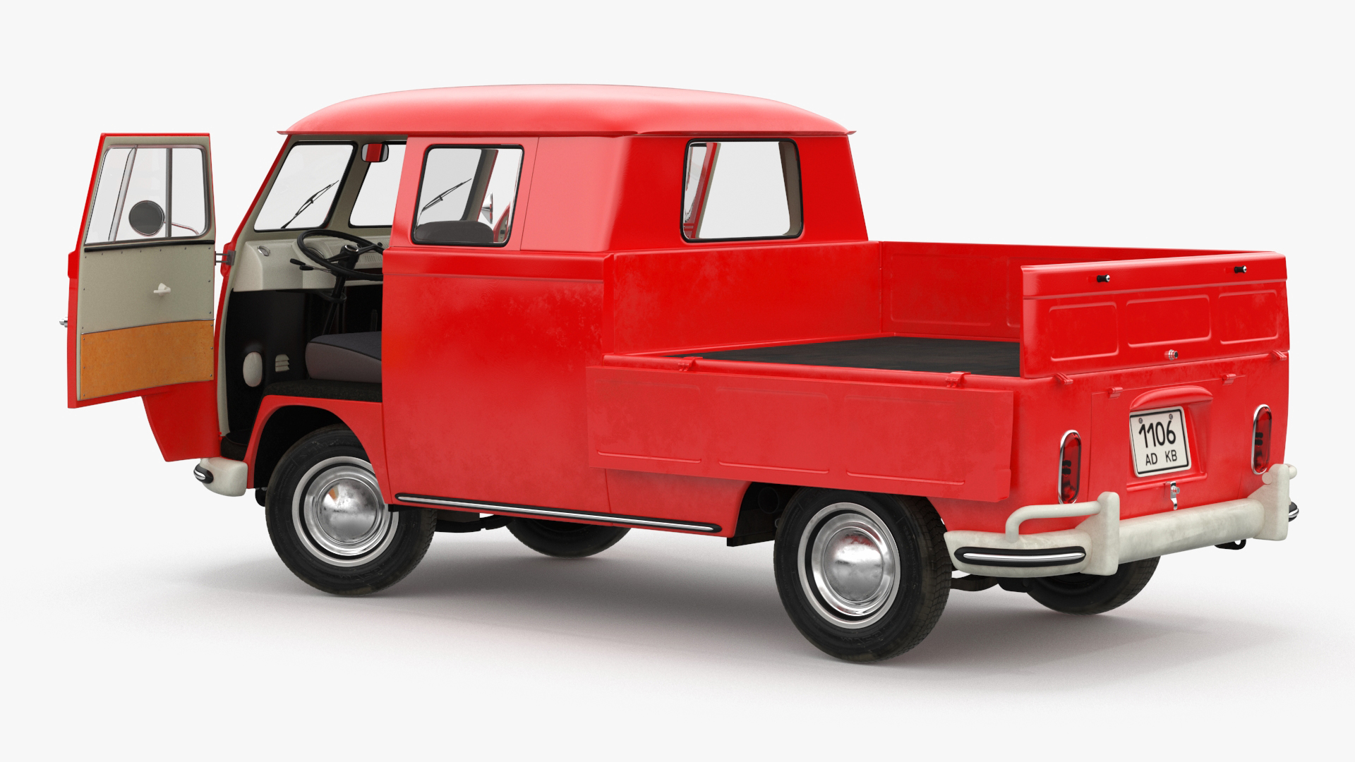 Volkswagen Type 2 Pickup Truck Rigged 3D