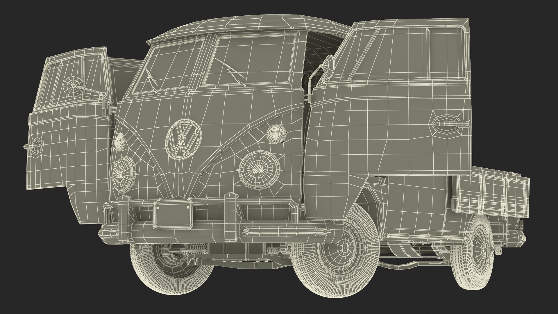 Volkswagen Type 2 Pickup Truck Rigged 3D