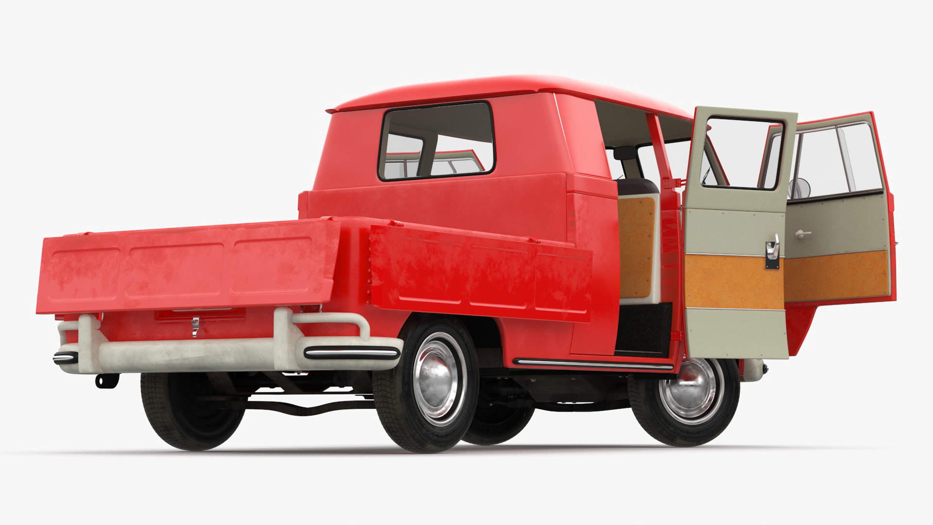 Volkswagen Type 2 Pickup Truck Rigged 3D