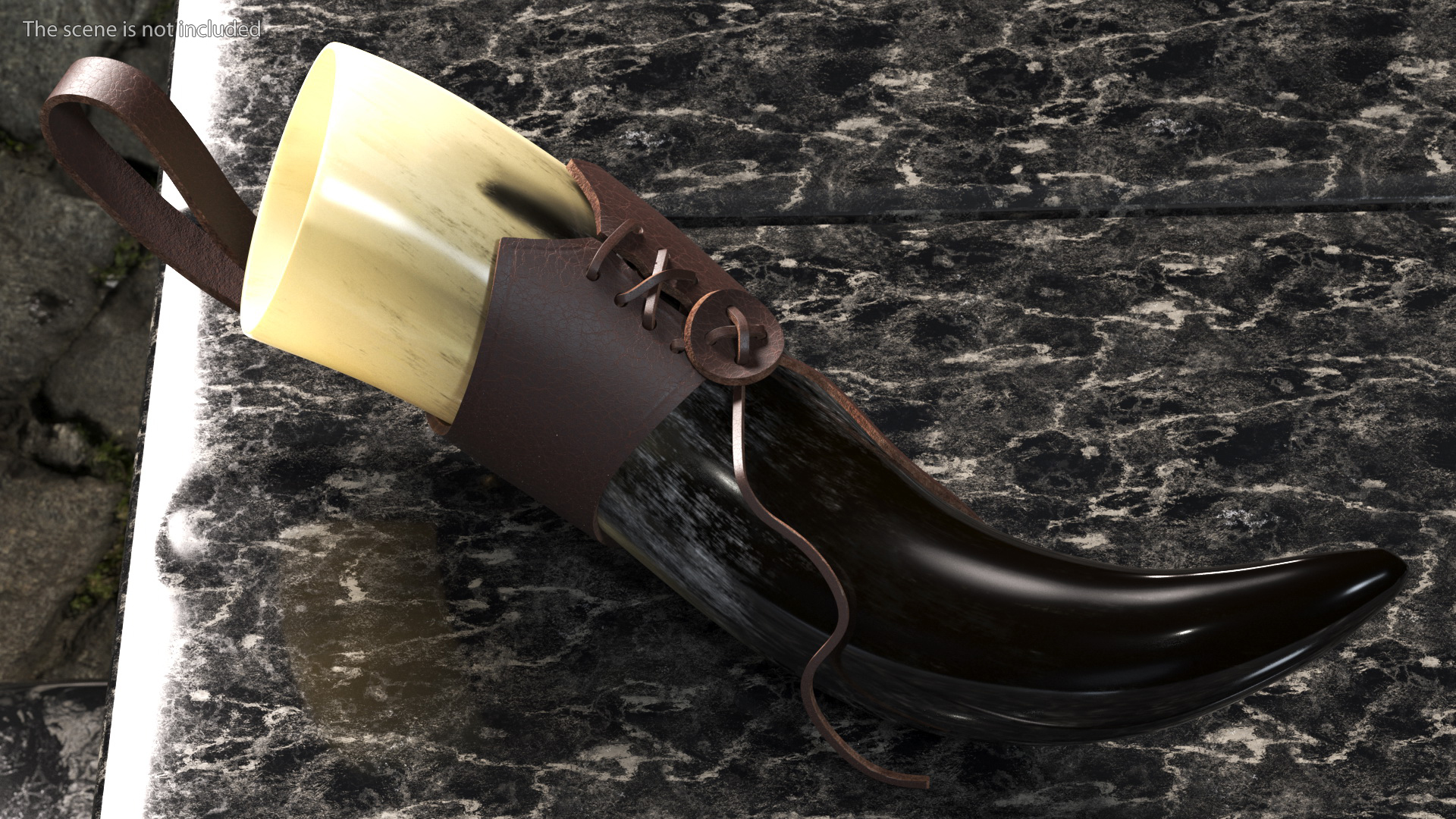 Viking Drinking Horn Light in Leather Case 3D