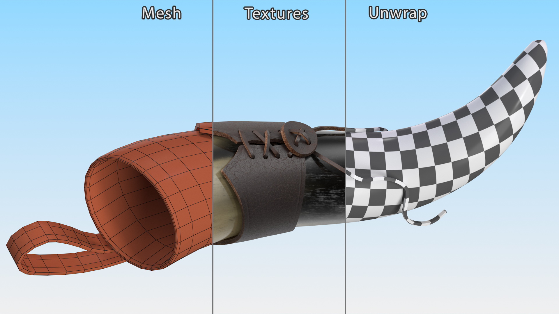 Viking Drinking Horn Light in Leather Case 3D