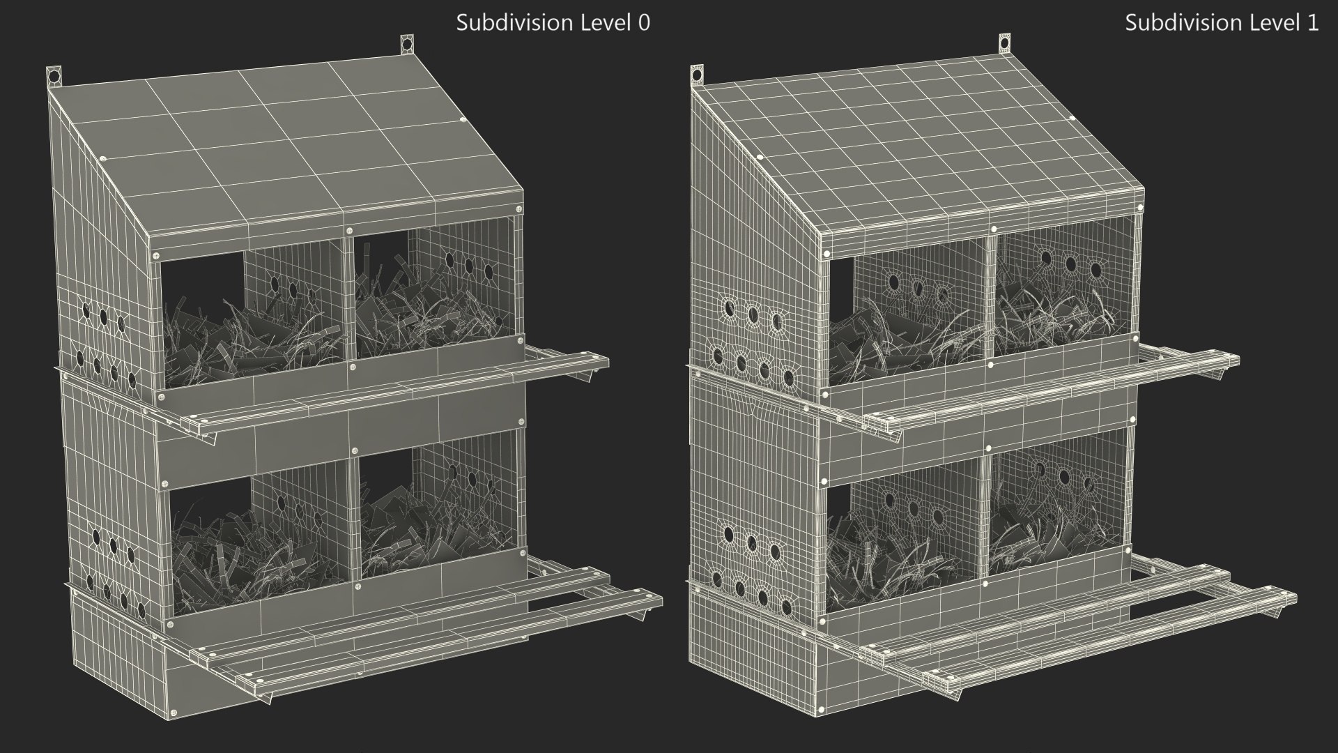 4-Hole Metal Chicken Nesting Box 3D