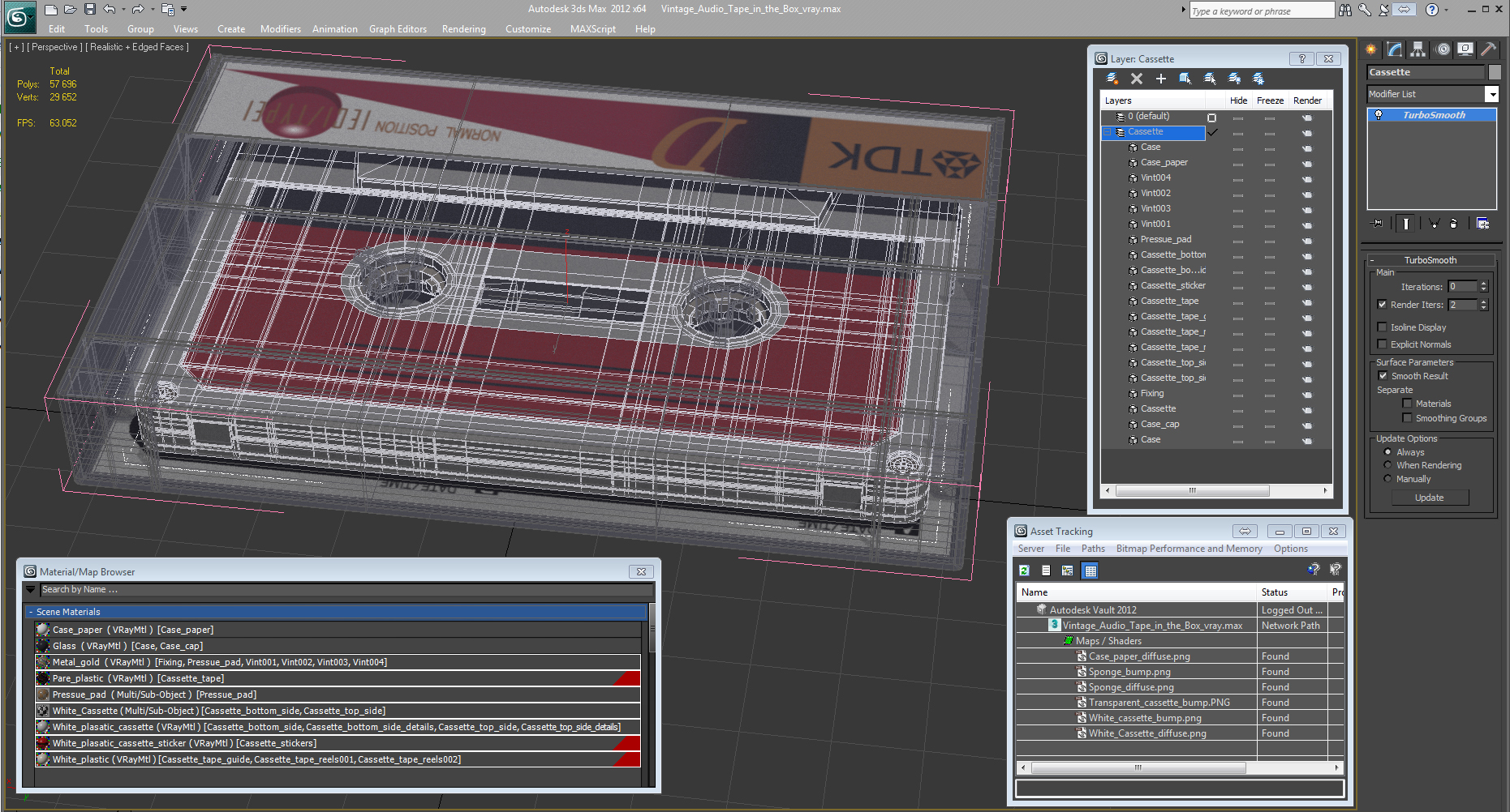Vintage Audio Tape in the Box 3D model