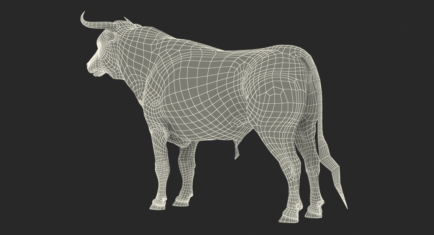3D model Bull Rigged with Fur