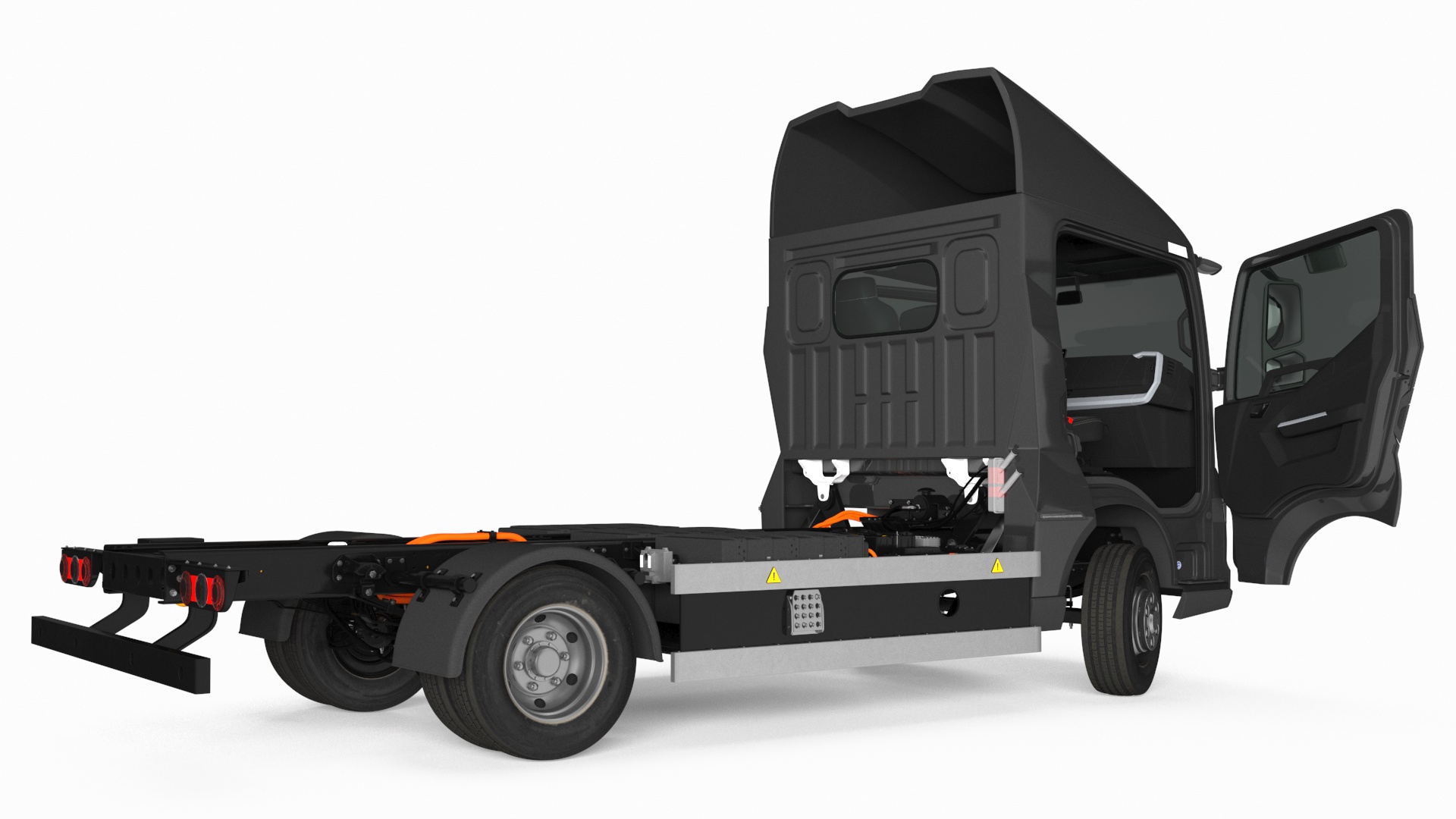 Black Truck No Cargo Rigged 3D