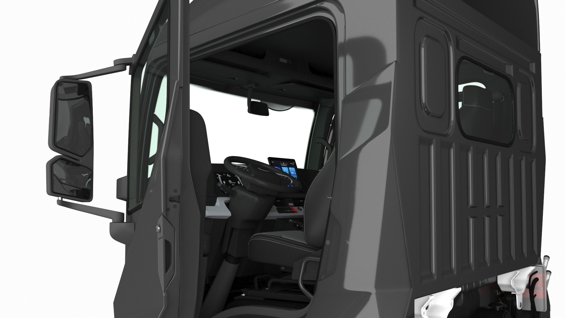 Black Truck No Cargo Rigged 3D