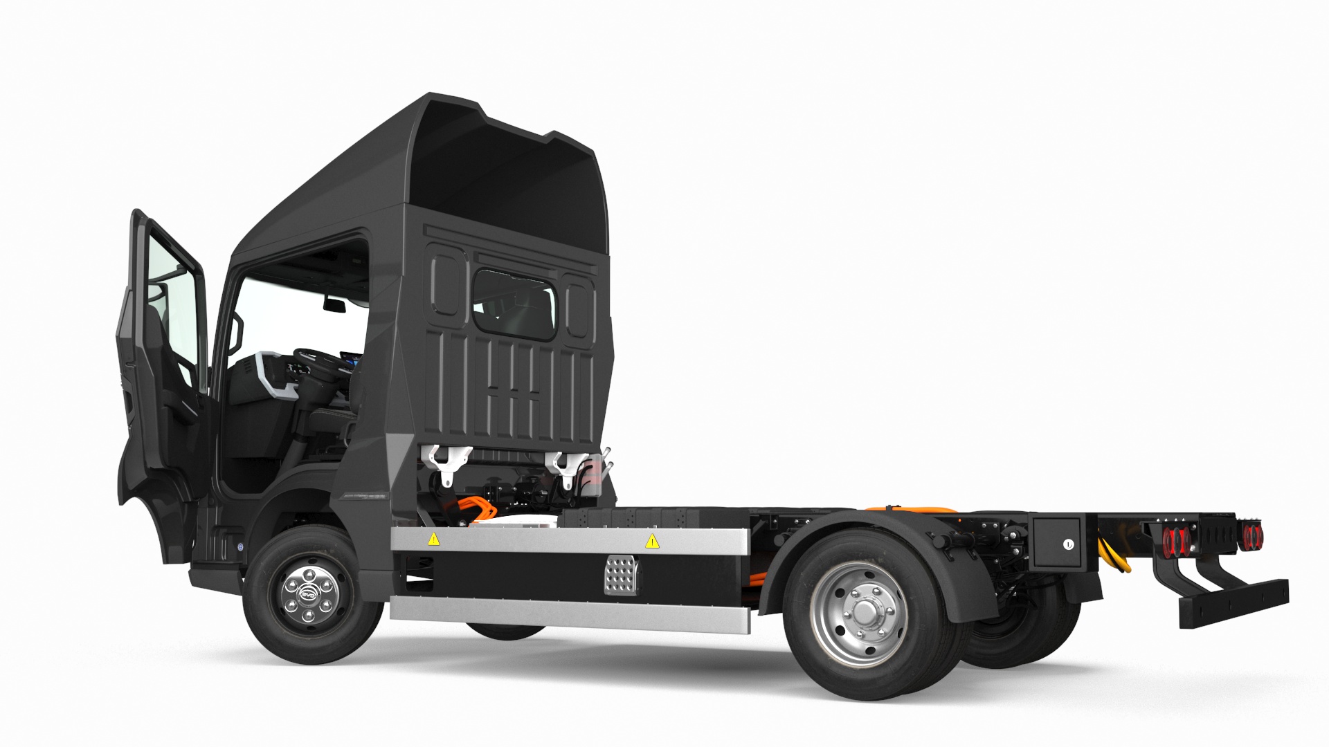 Black Truck No Cargo Rigged 3D