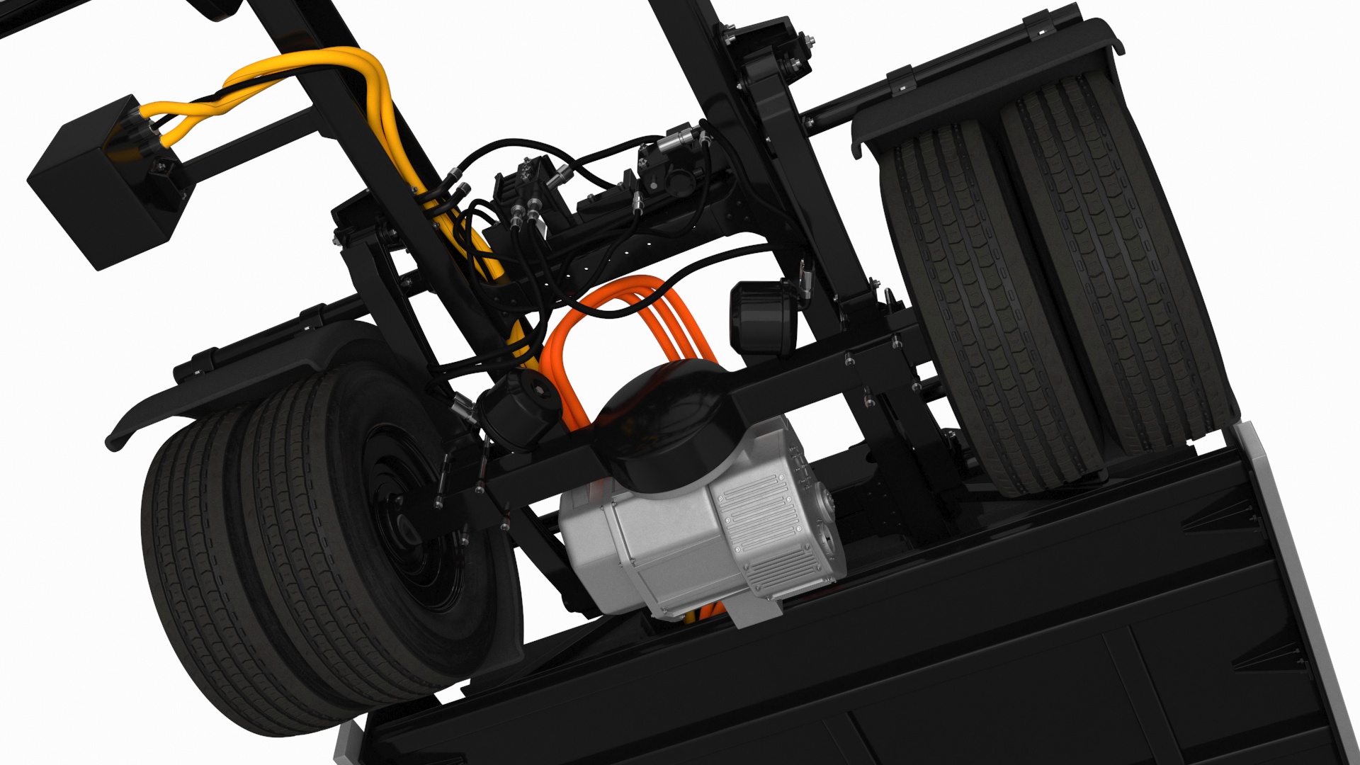 Black Truck No Cargo Rigged 3D