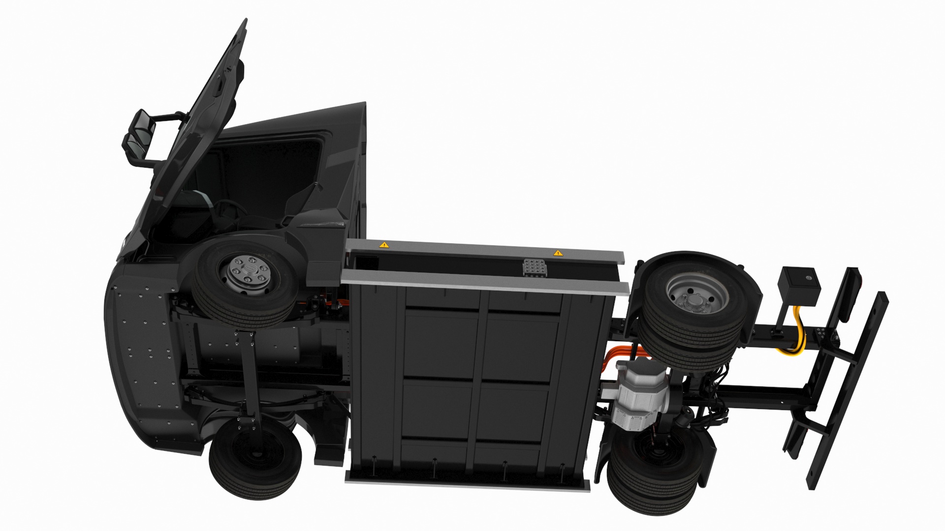 Black Truck No Cargo Rigged 3D