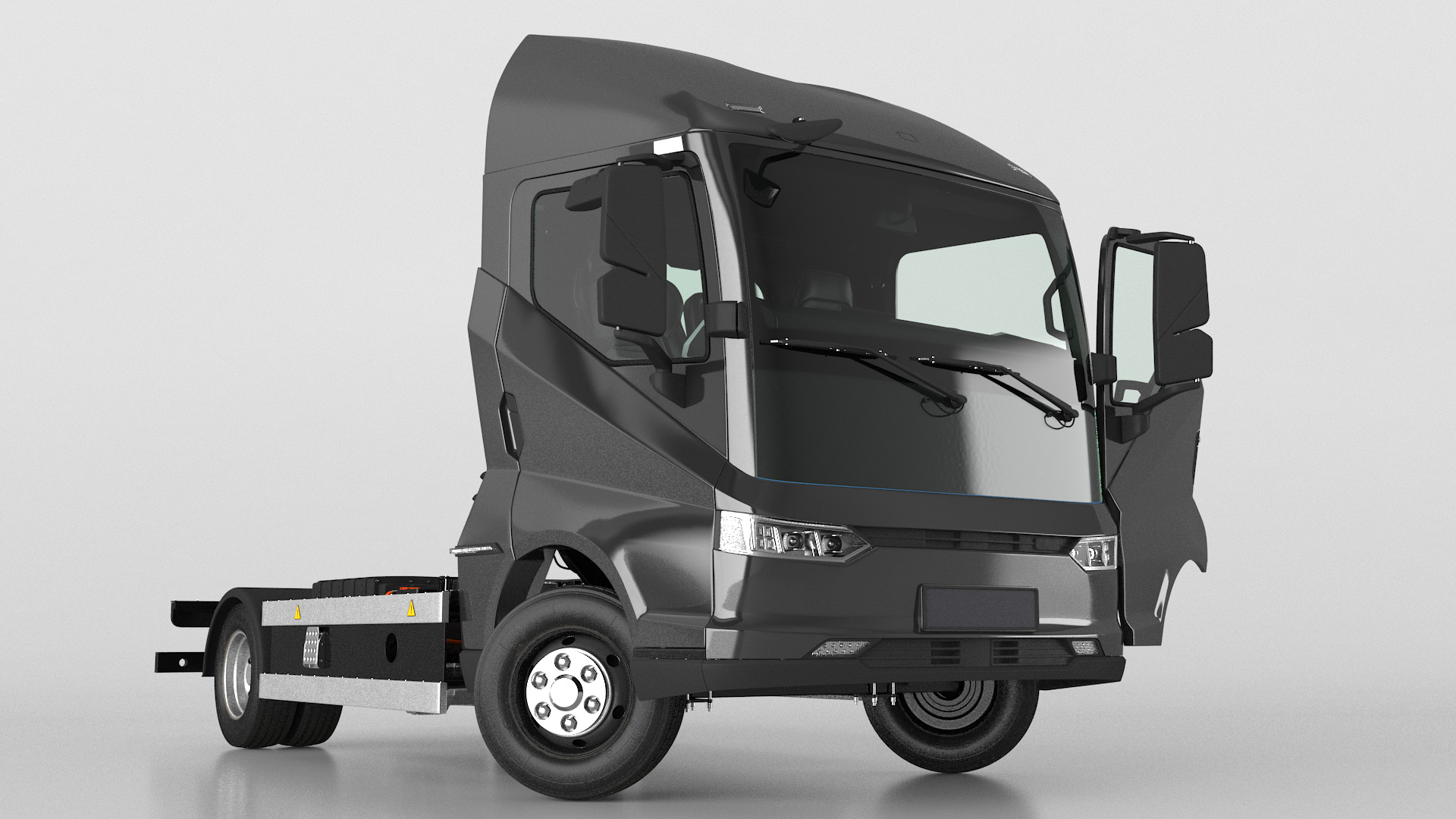 Black Truck No Cargo Rigged 3D