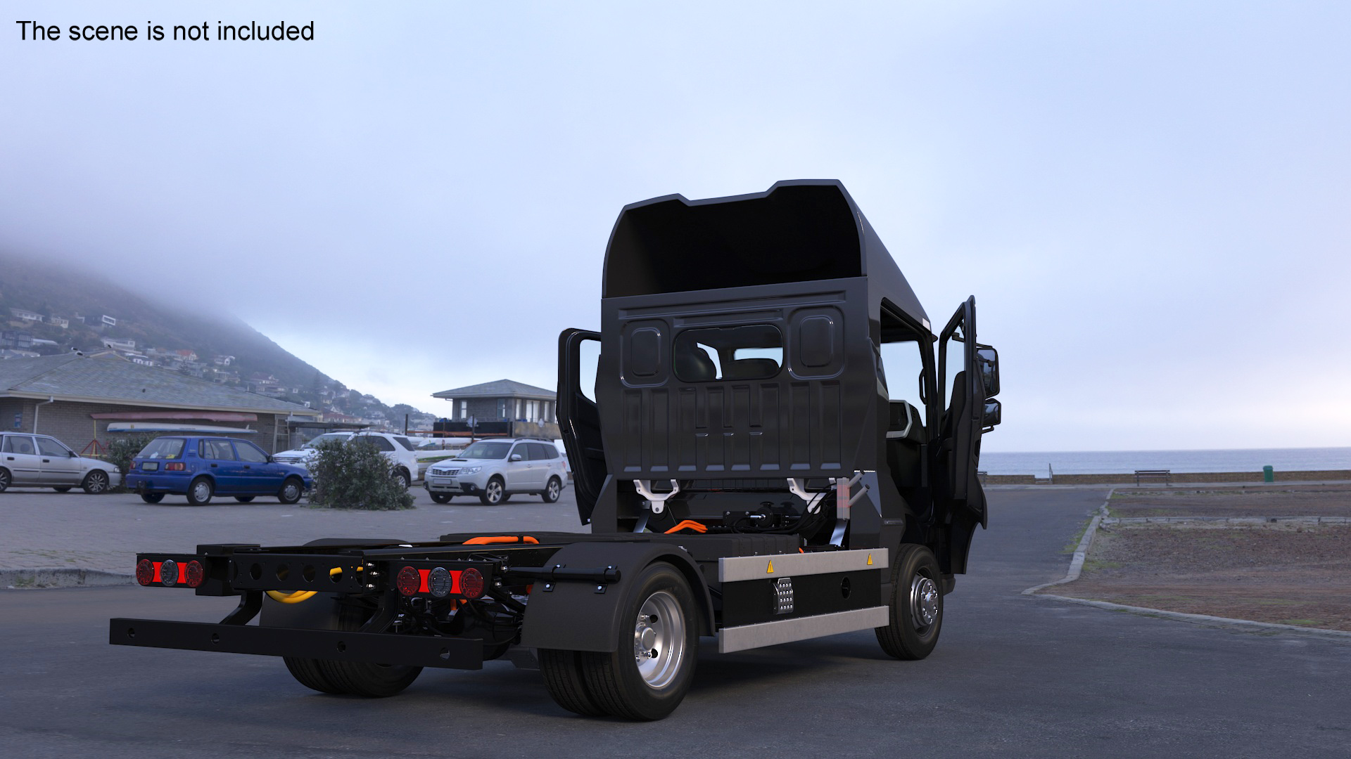 Black Truck No Cargo Rigged 3D