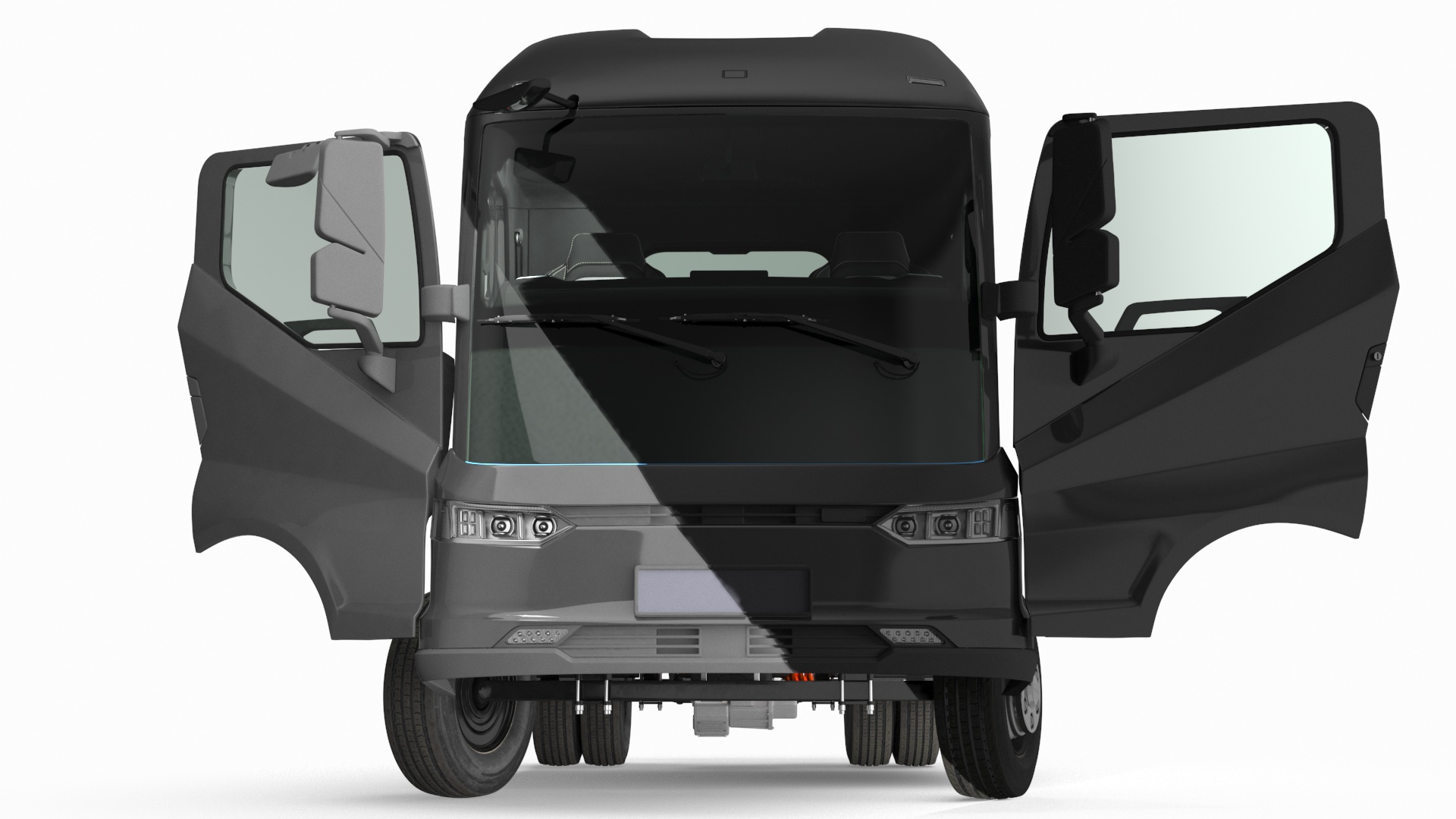 Black Truck No Cargo Rigged 3D