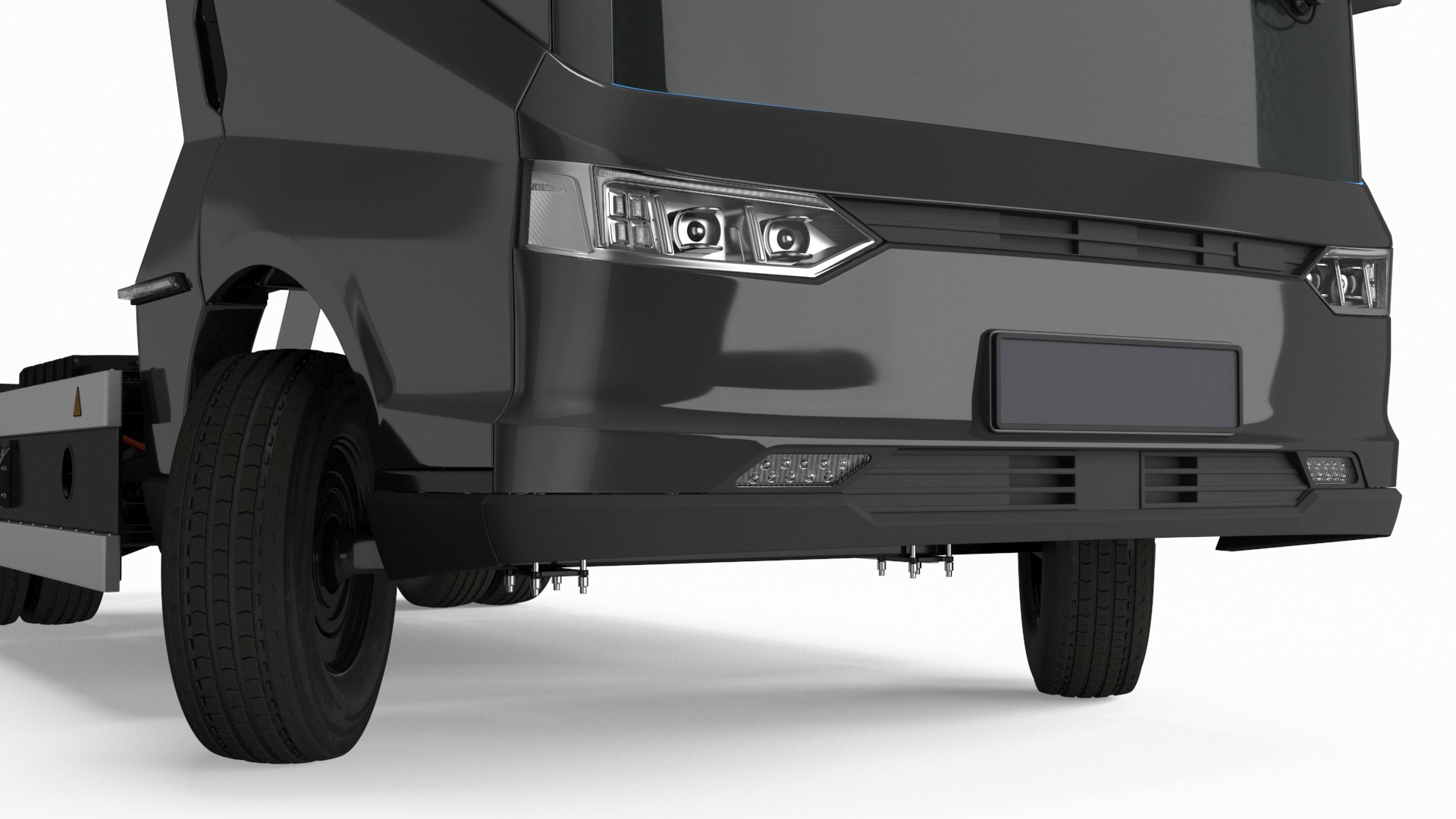 Black Truck No Cargo Rigged 3D