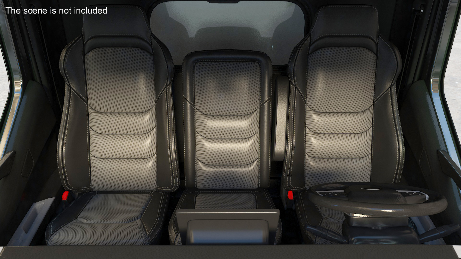 Black Truck No Cargo Rigged 3D