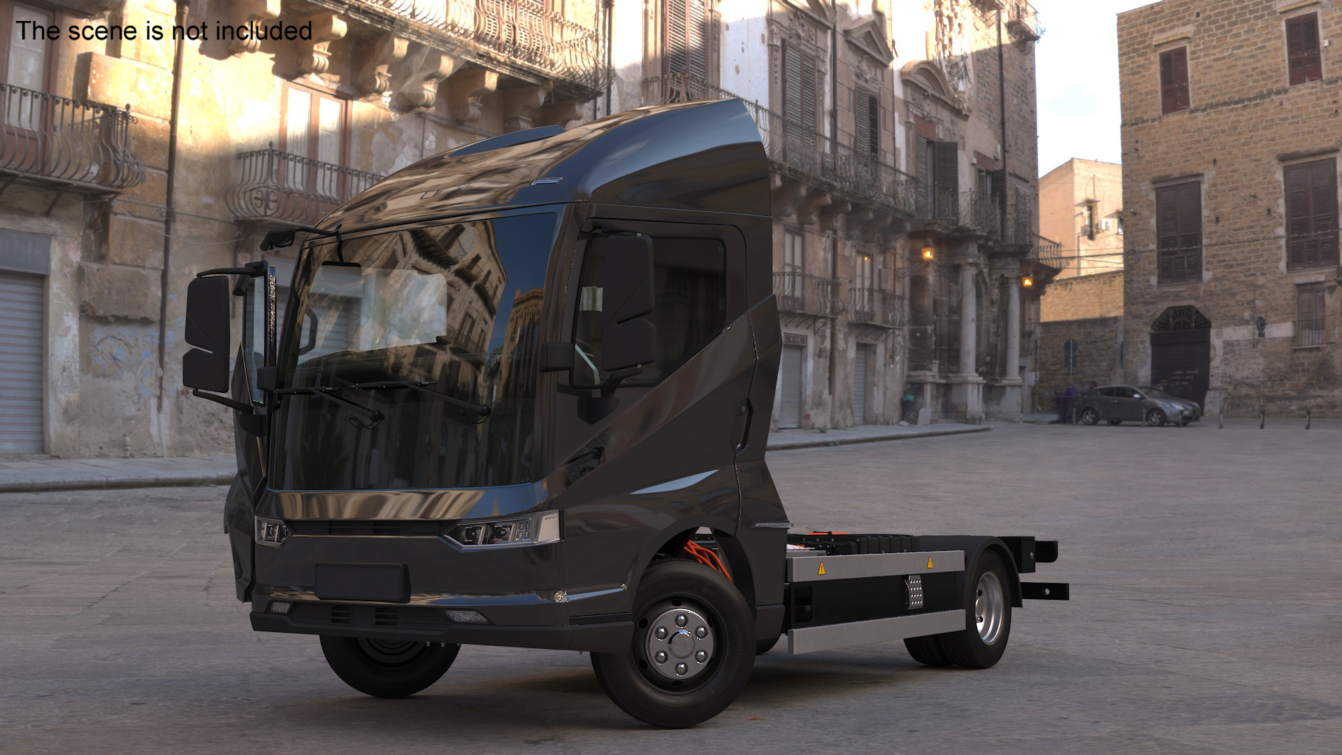 Black Truck No Cargo Rigged 3D