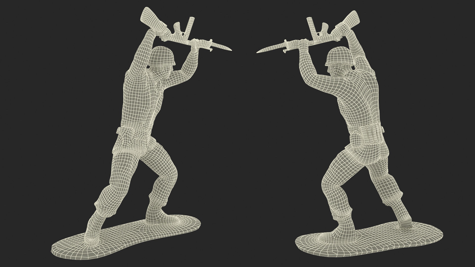 3D Toy Soldier Staying with Bayonet Rifle model