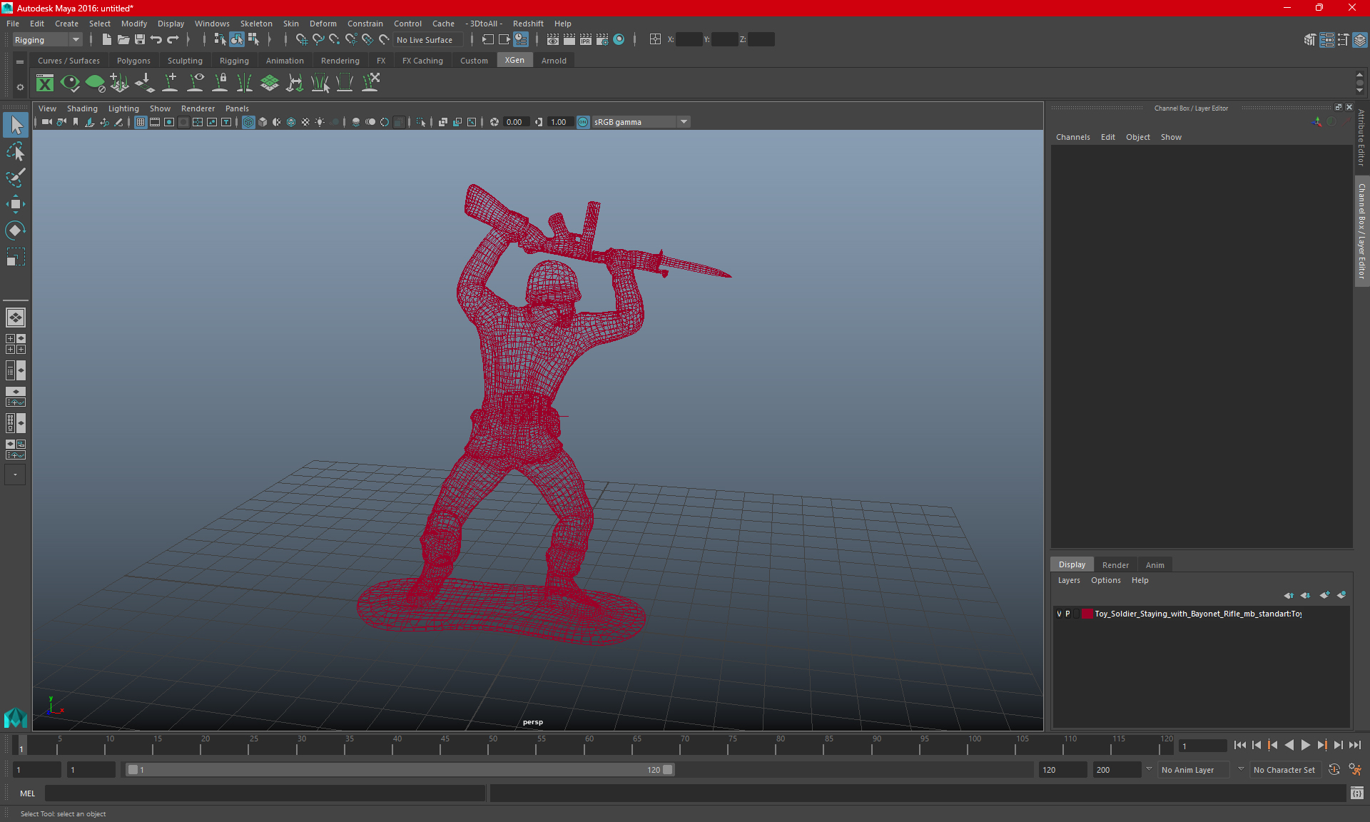 3D Toy Soldier Staying with Bayonet Rifle model