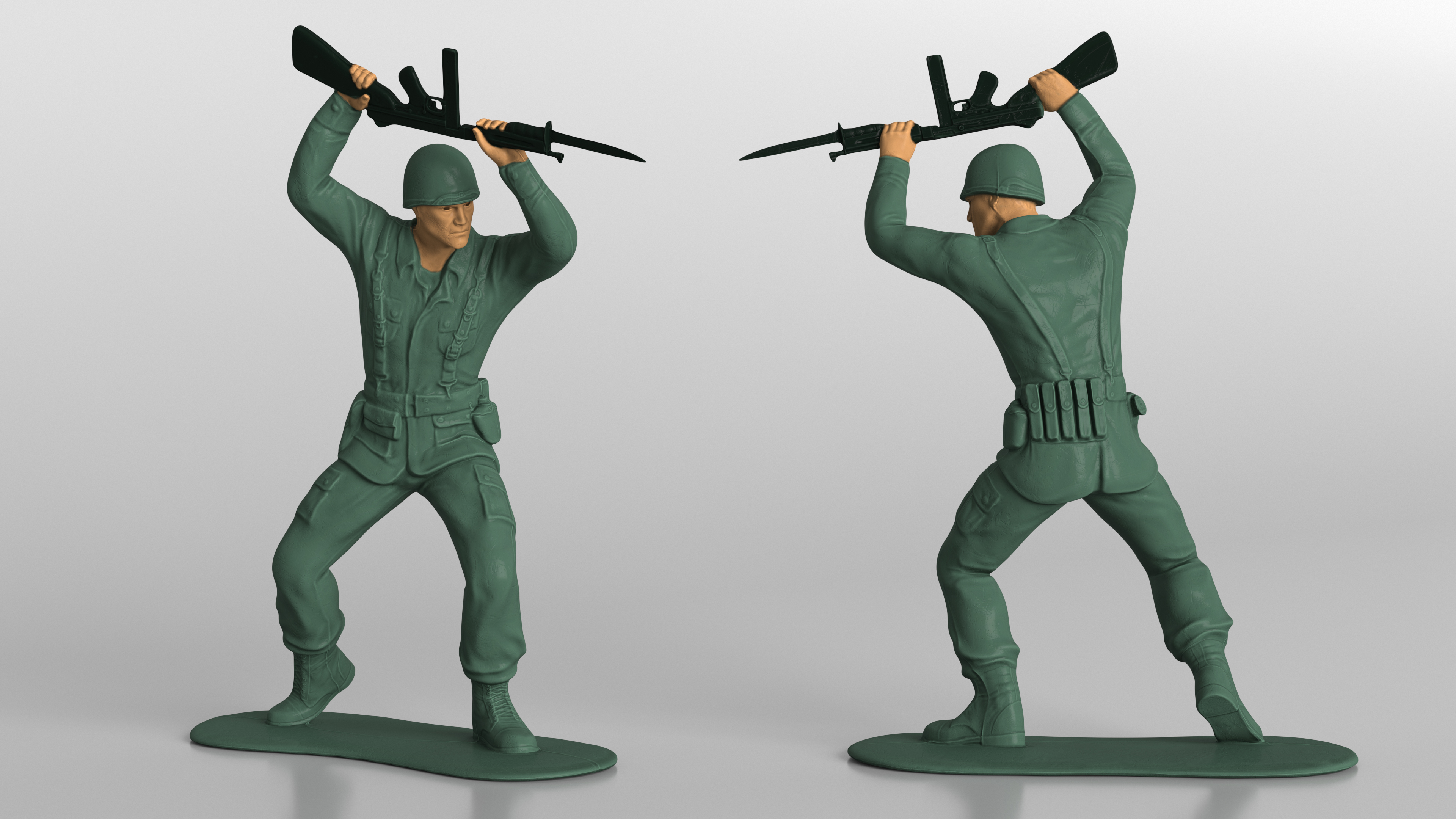 3D Toy Soldier Staying with Bayonet Rifle model
