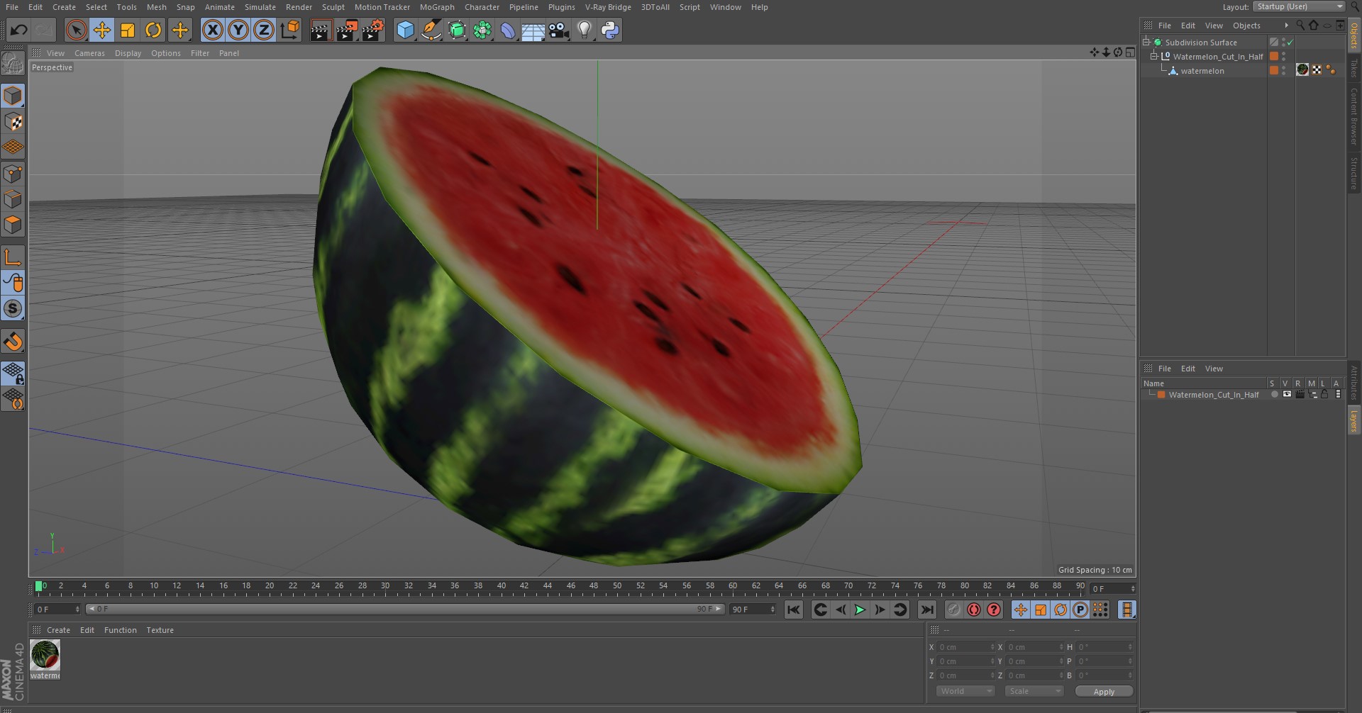 Watermelon Cut In Half 3D
