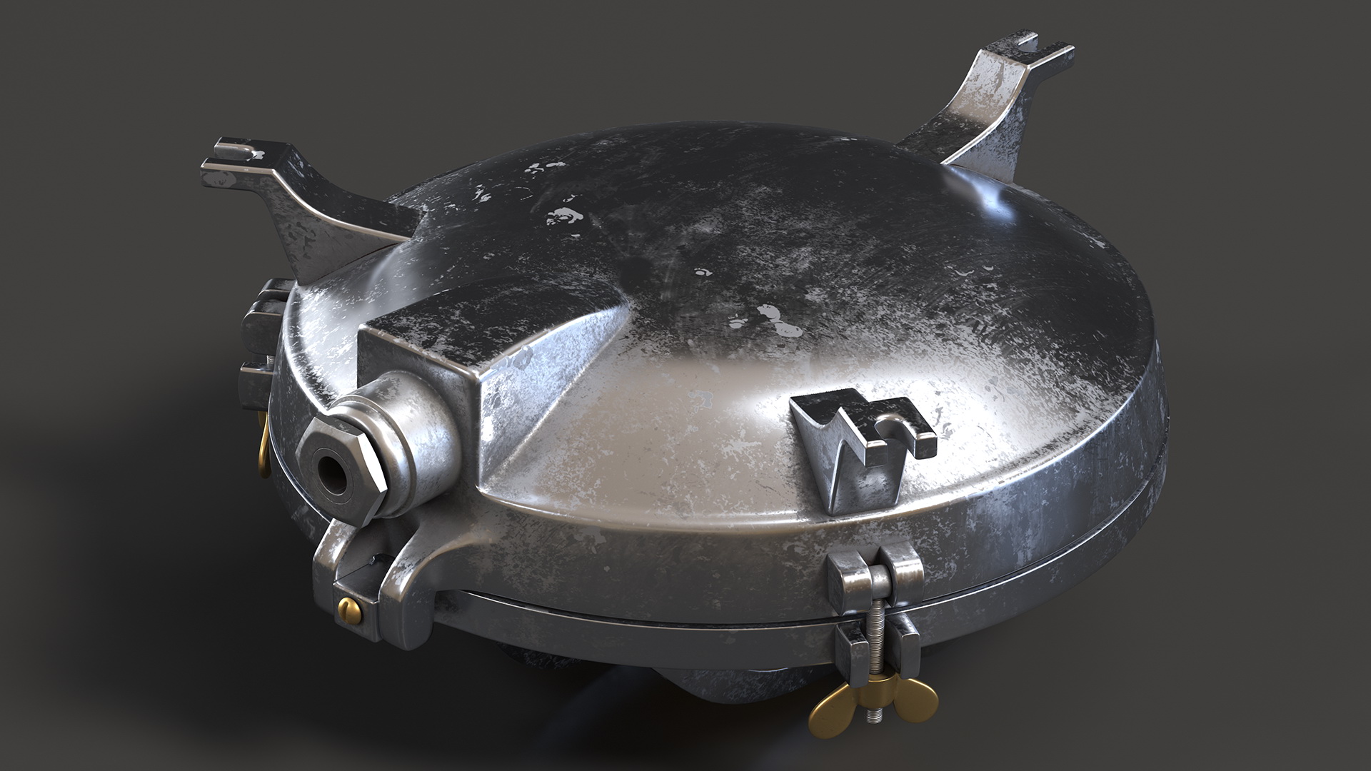 Industrial Bulk Head Lamp Steel with Clear Glass On State 3D