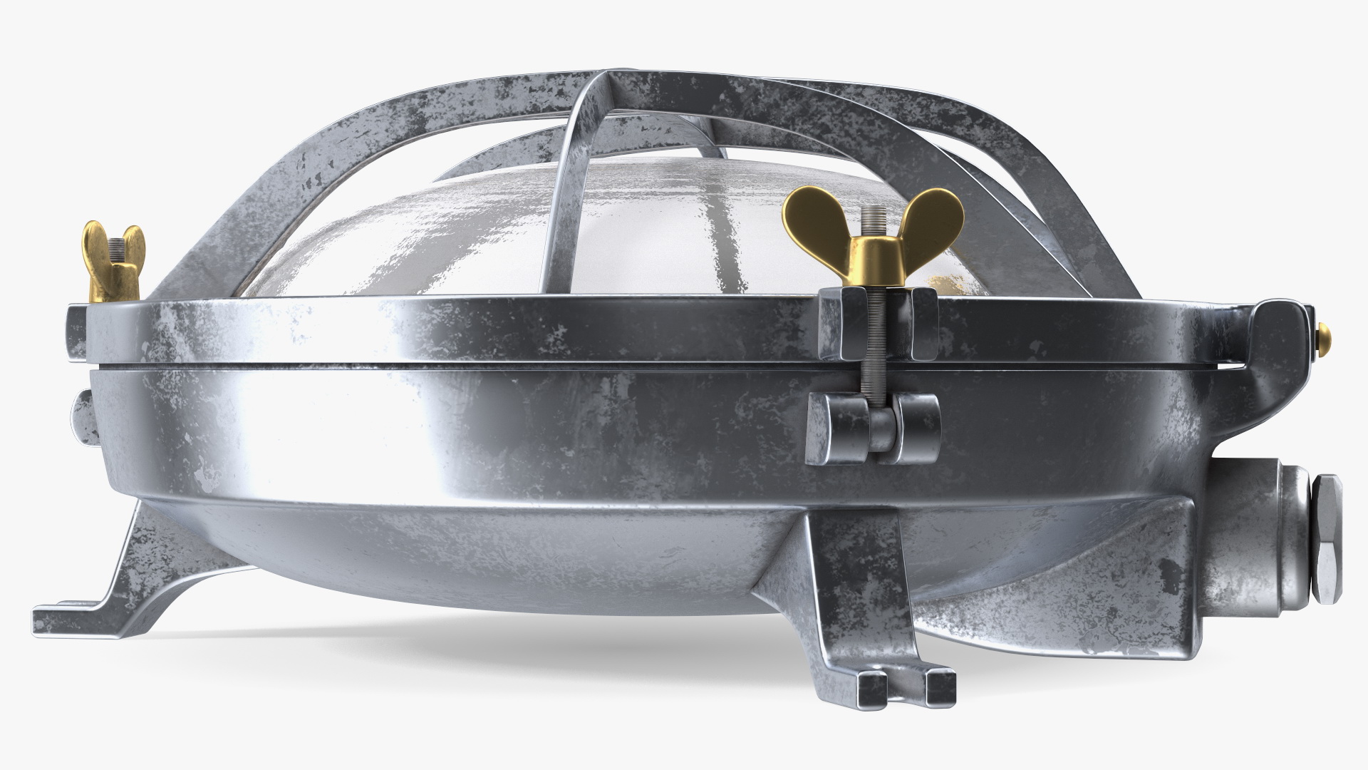 Industrial Bulk Head Lamp Steel with Clear Glass On State 3D