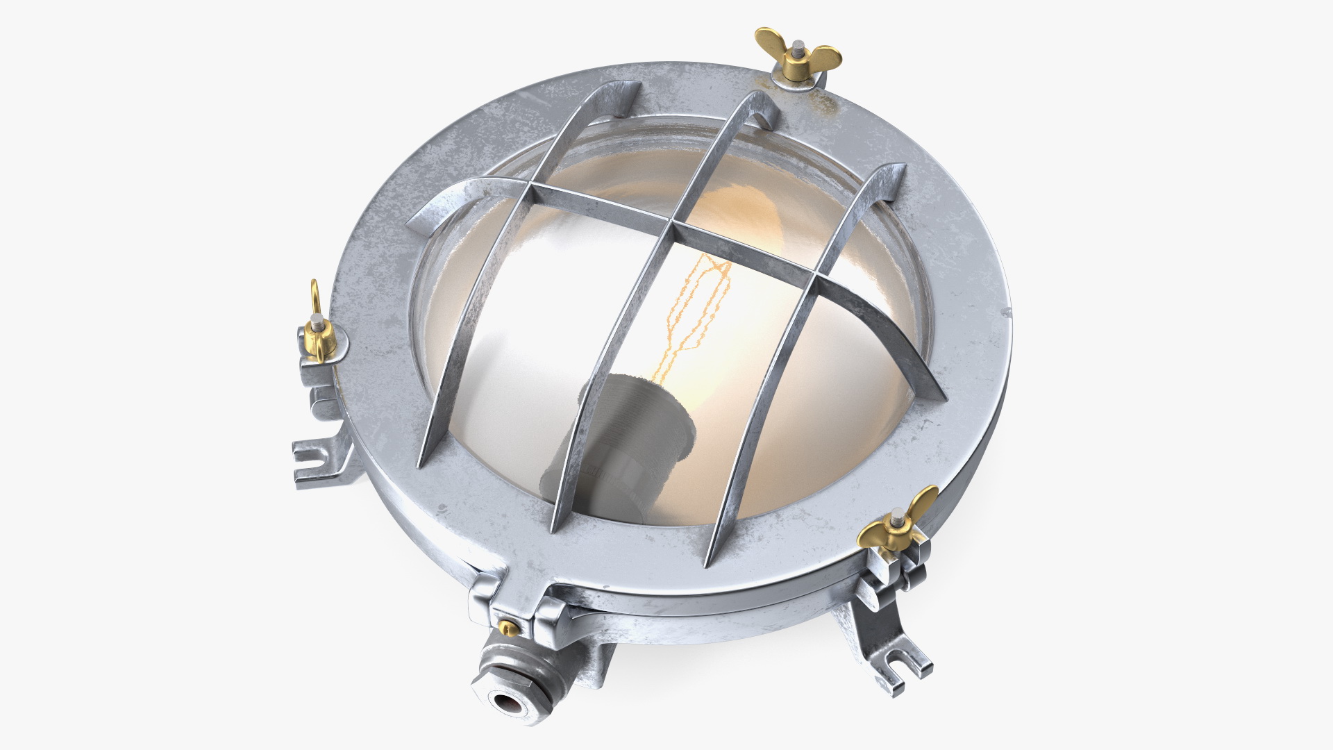 Industrial Bulk Head Lamp Steel with Clear Glass On State 3D
