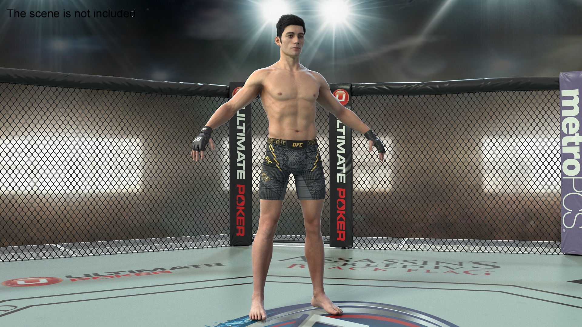 3D UFC MMA Fighter Character A-Pose Fur