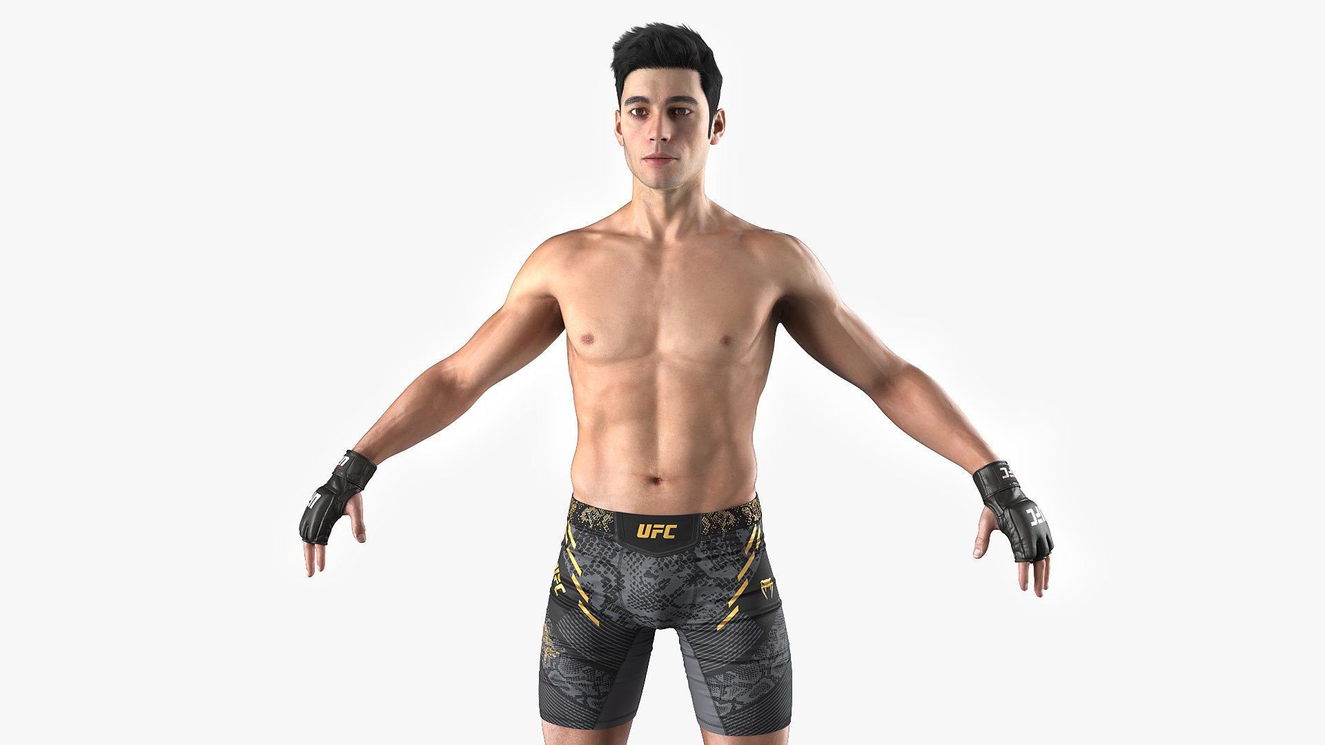 3D UFC MMA Fighter Character A-Pose Fur