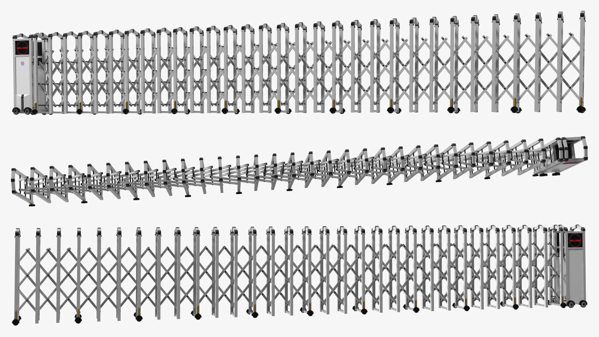 3D Electric Trackless Foldable Gate 10m Rigged model