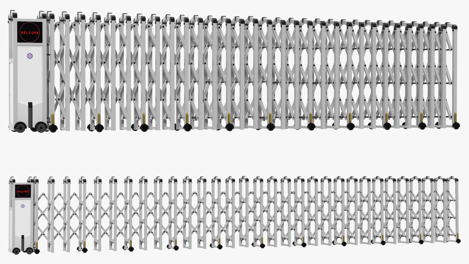 3D Electric Trackless Foldable Gate 10m Rigged model