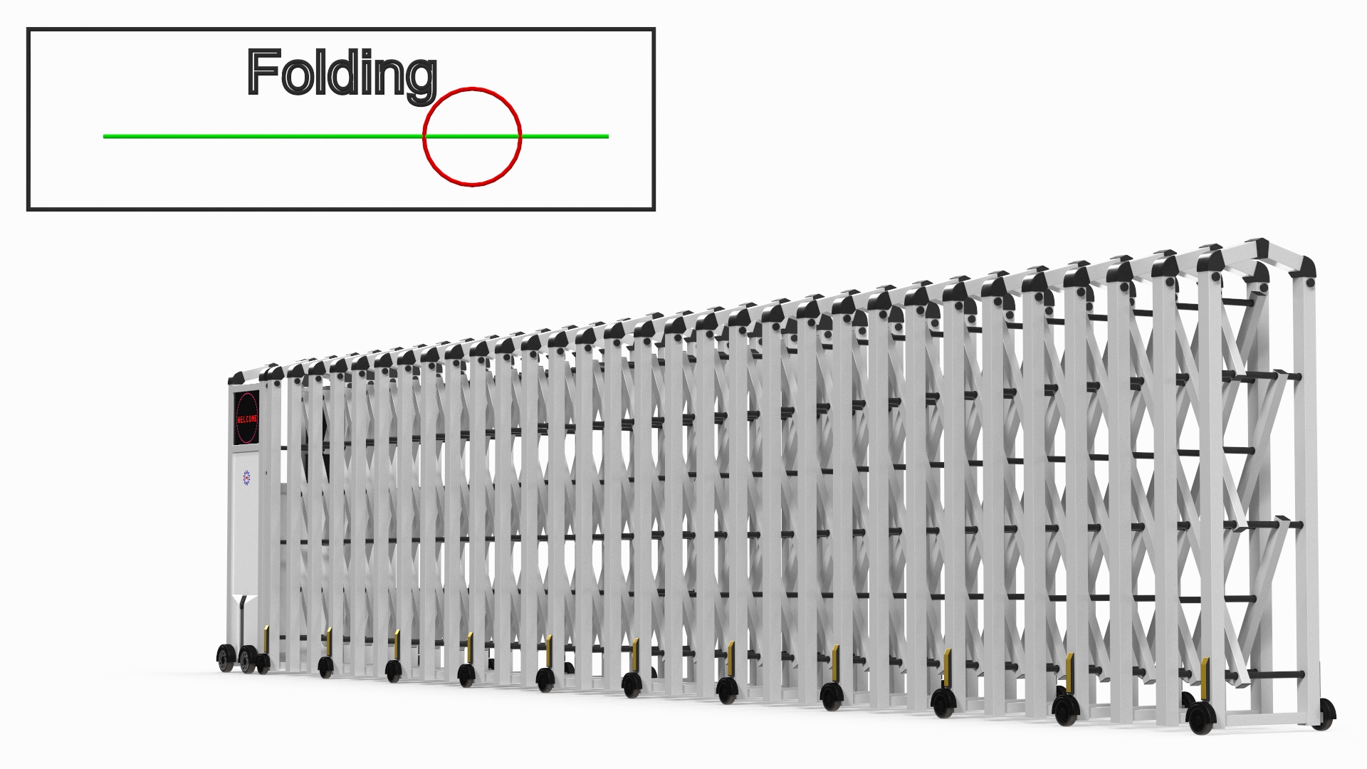 3D Electric Trackless Foldable Gate 10m Rigged model