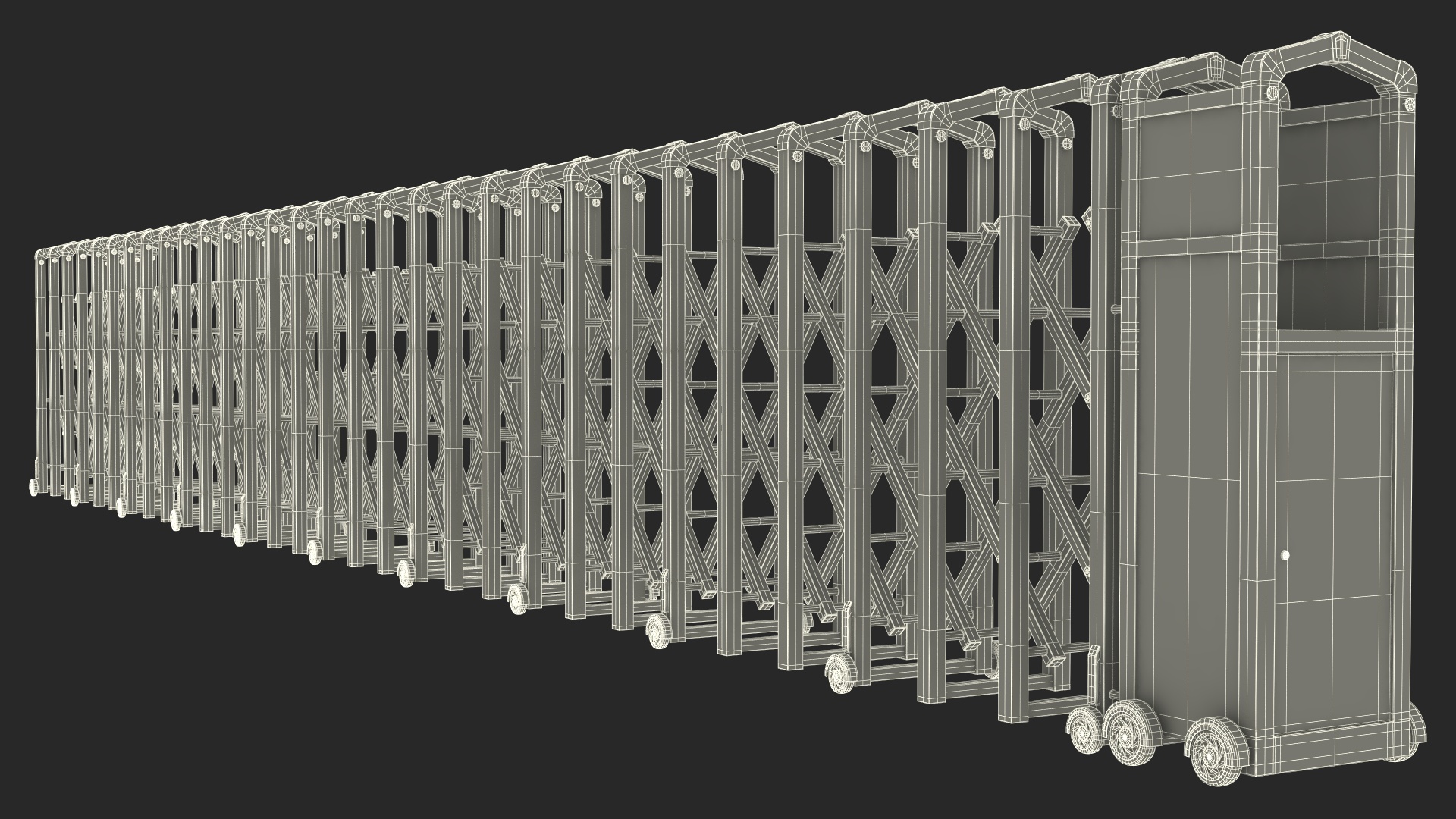 3D Electric Trackless Foldable Gate 10m Rigged model