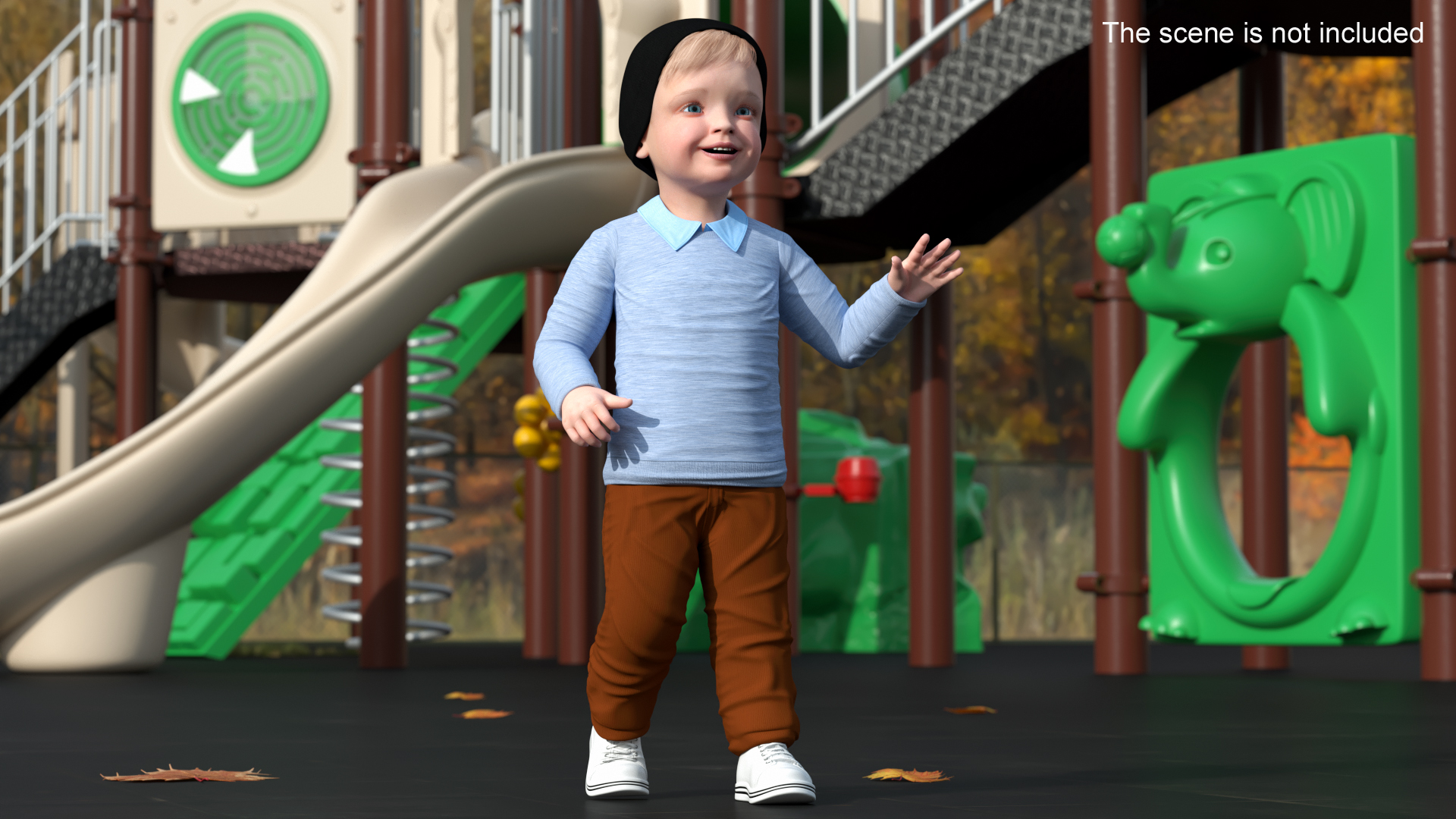 Child in Fall Clothes Rigged for Maya 3D