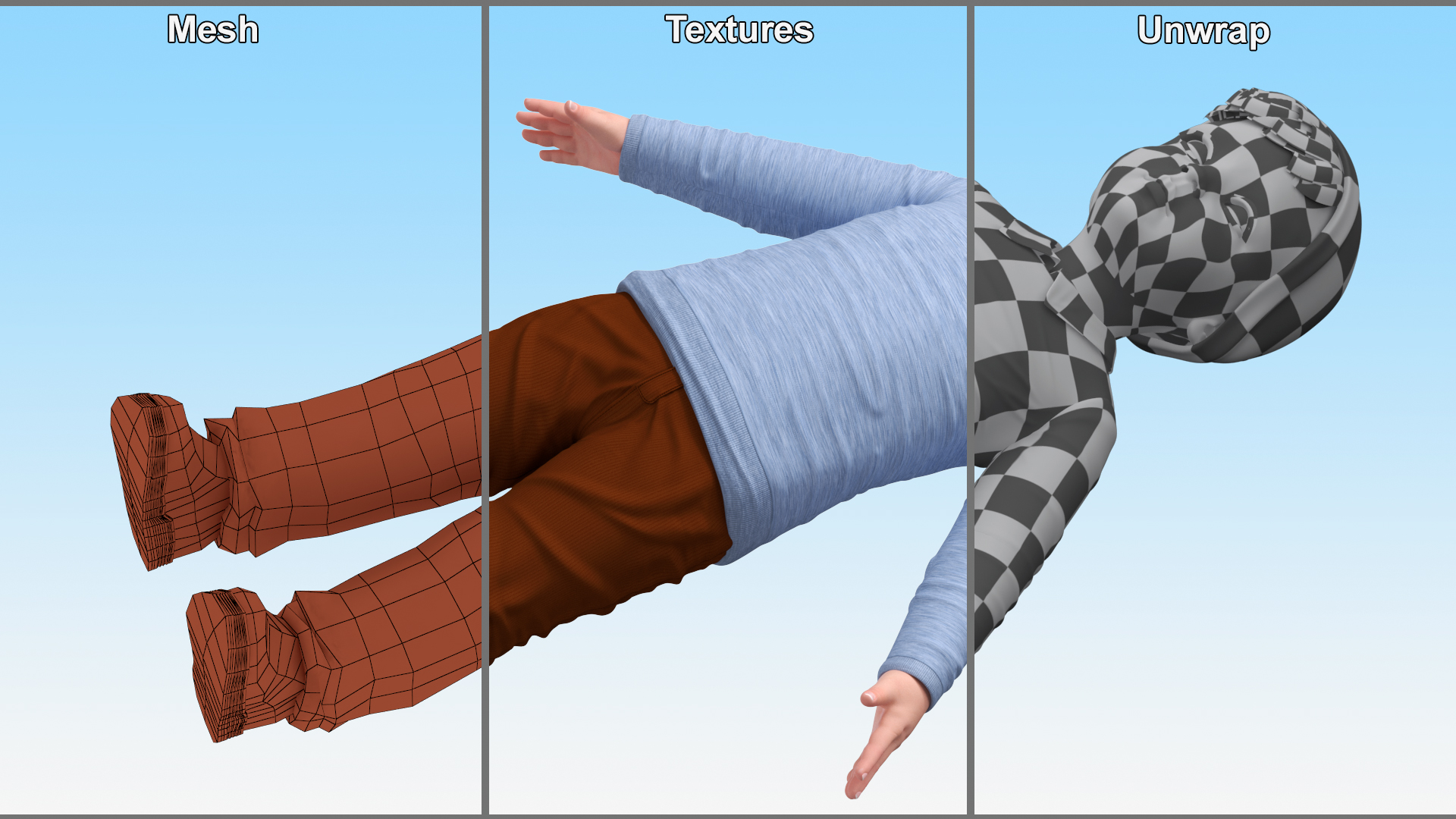 Child in Fall Clothes Rigged for Maya 3D