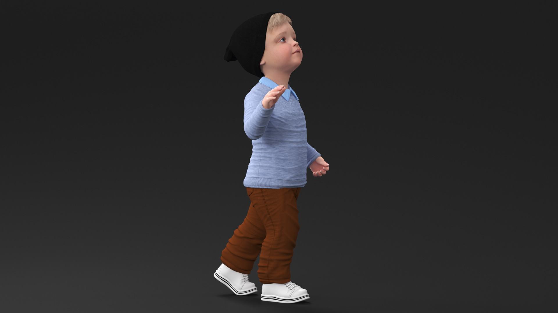 Child in Fall Clothes Rigged for Maya 3D