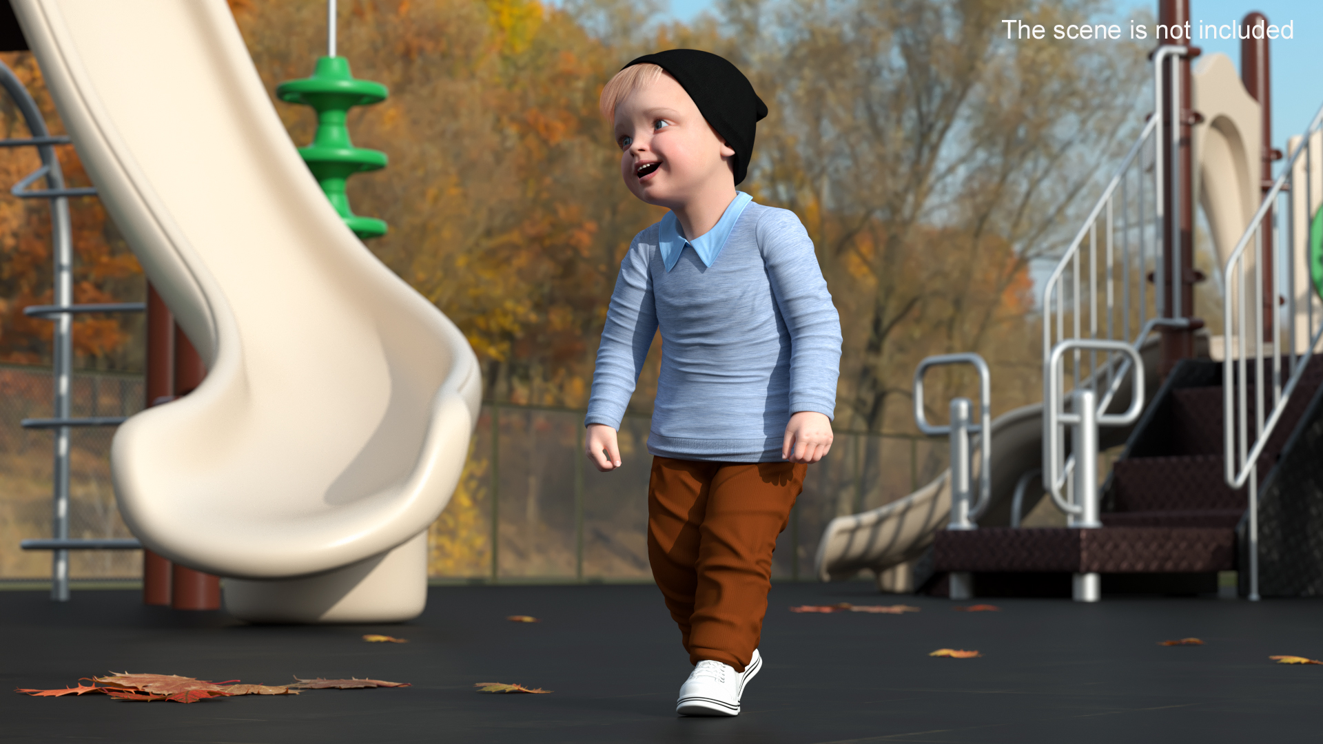 Child in Fall Clothes Rigged for Maya 3D