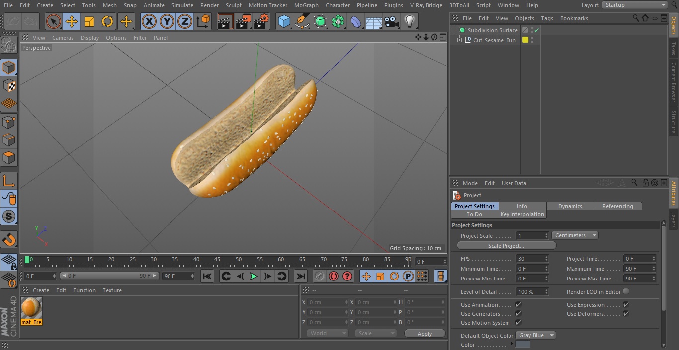 Cut Sesame Bun 3D model