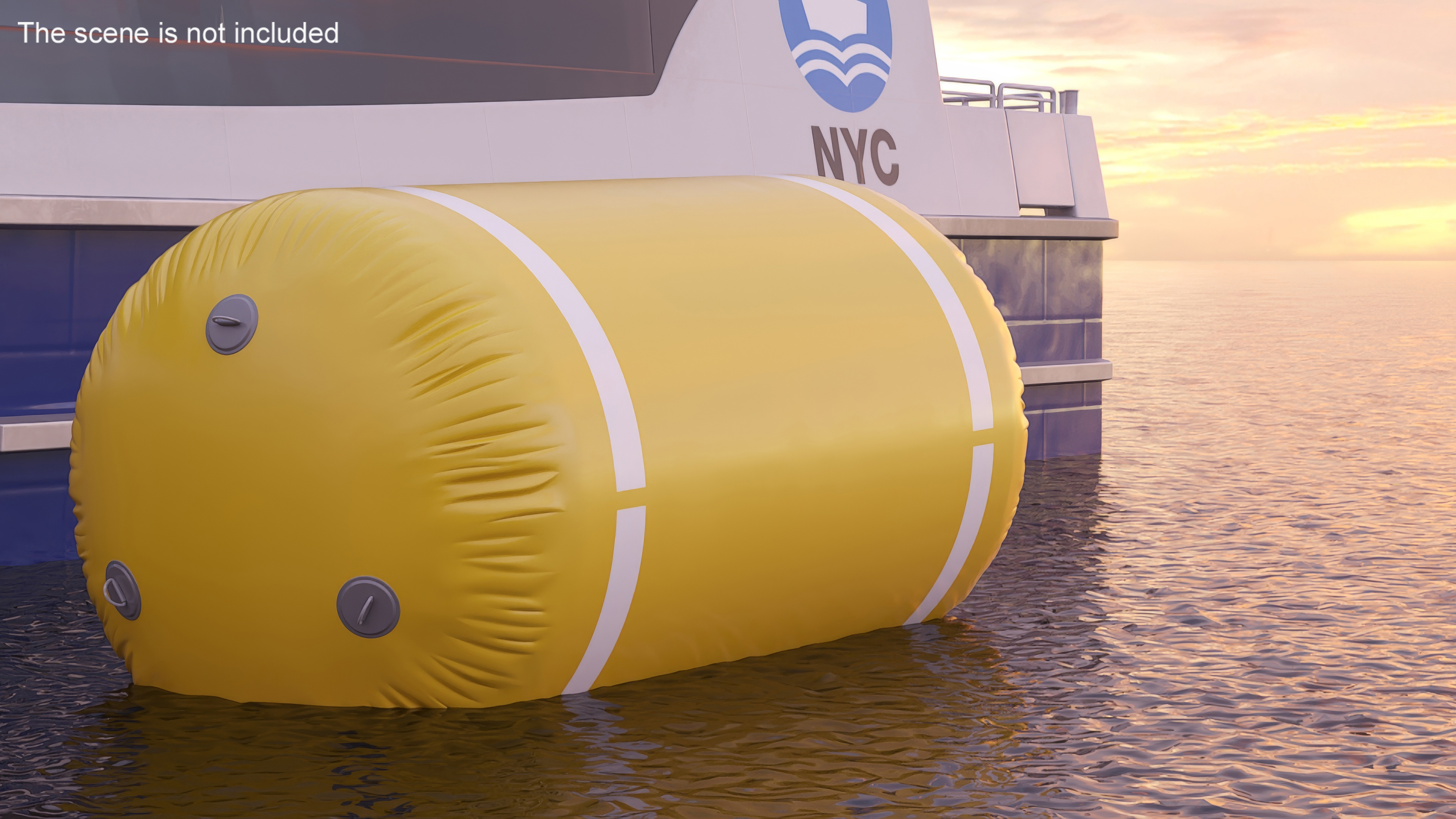 Floating Inflatable Marker Buoy for Water Sport Yellow Line 3D model