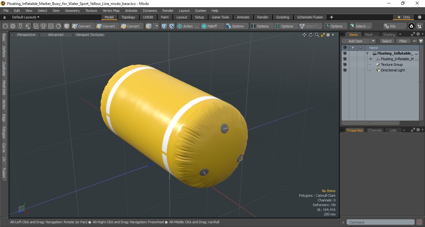 Floating Inflatable Marker Buoy for Water Sport Yellow Line 3D model