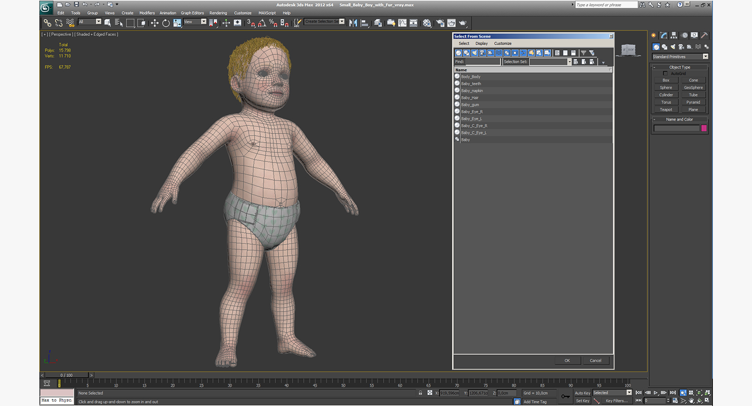 3D Small Baby Boy with Fur model