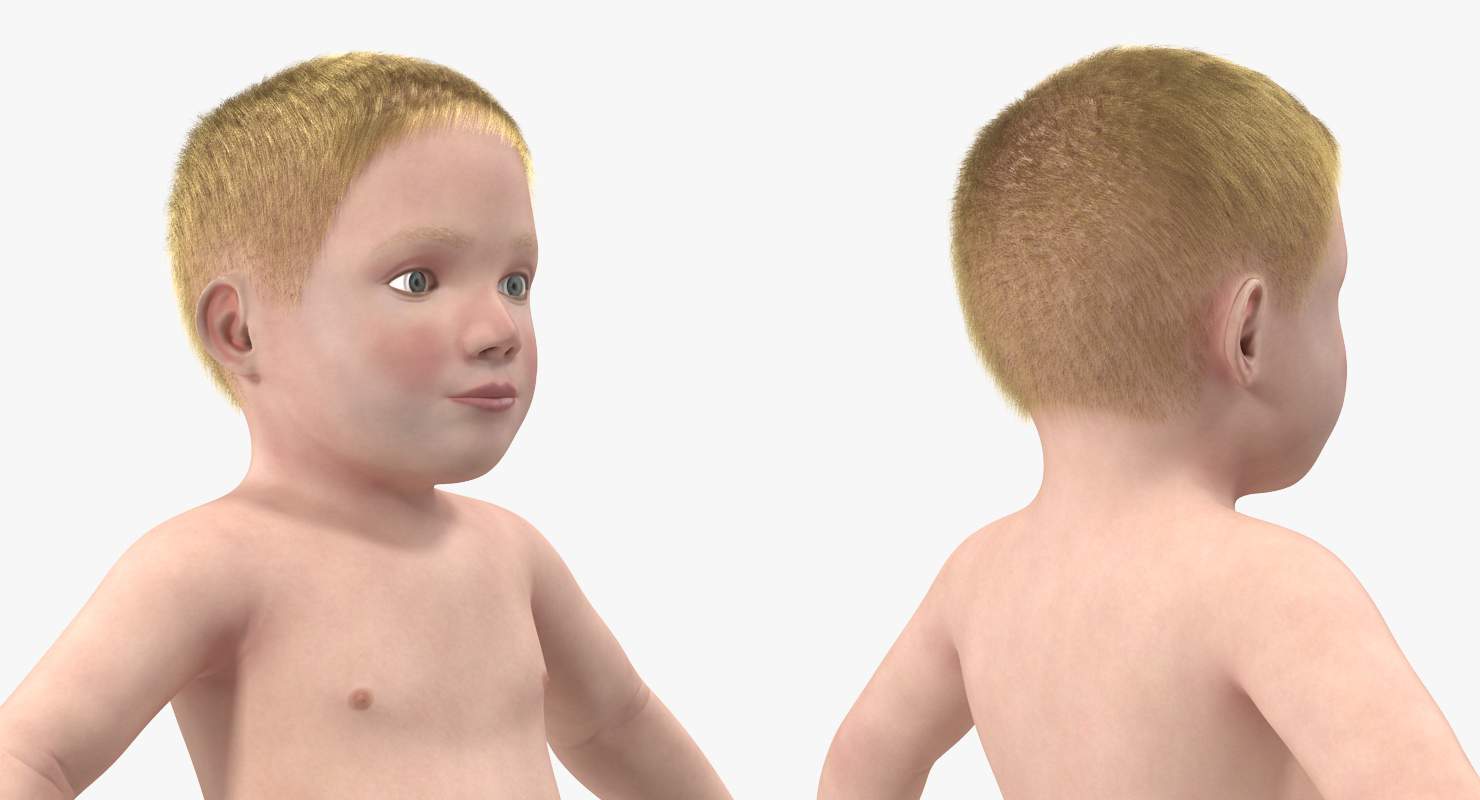 3D Small Baby Boy with Fur model