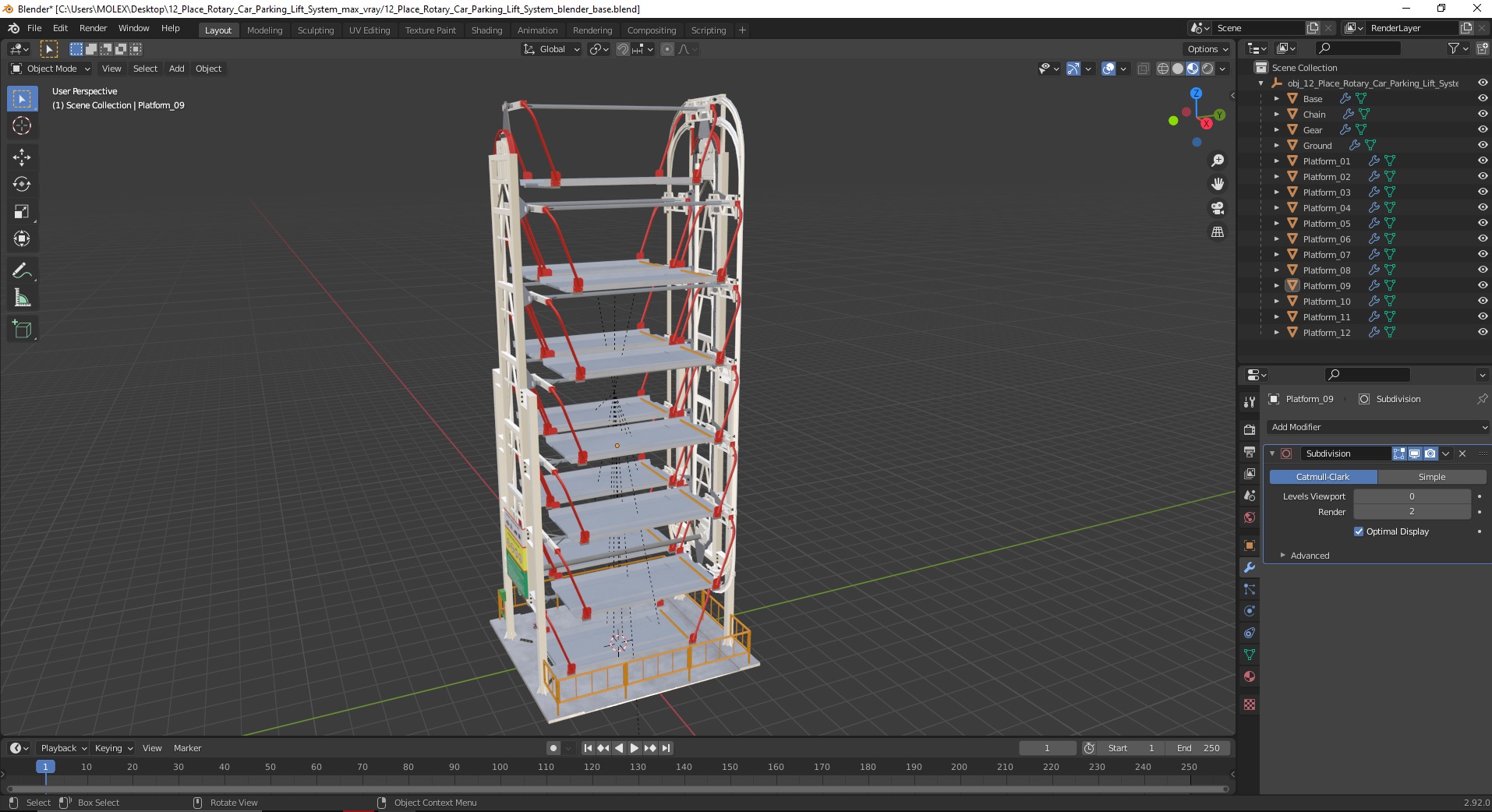 12 Place Rotary Car Parking Lift System 3D model