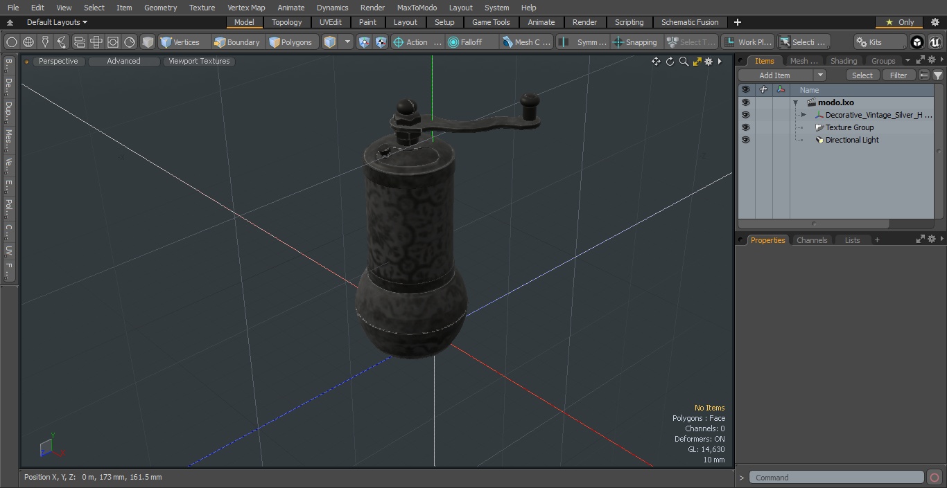 3D model Decorative Vintage Silver Hand Mill