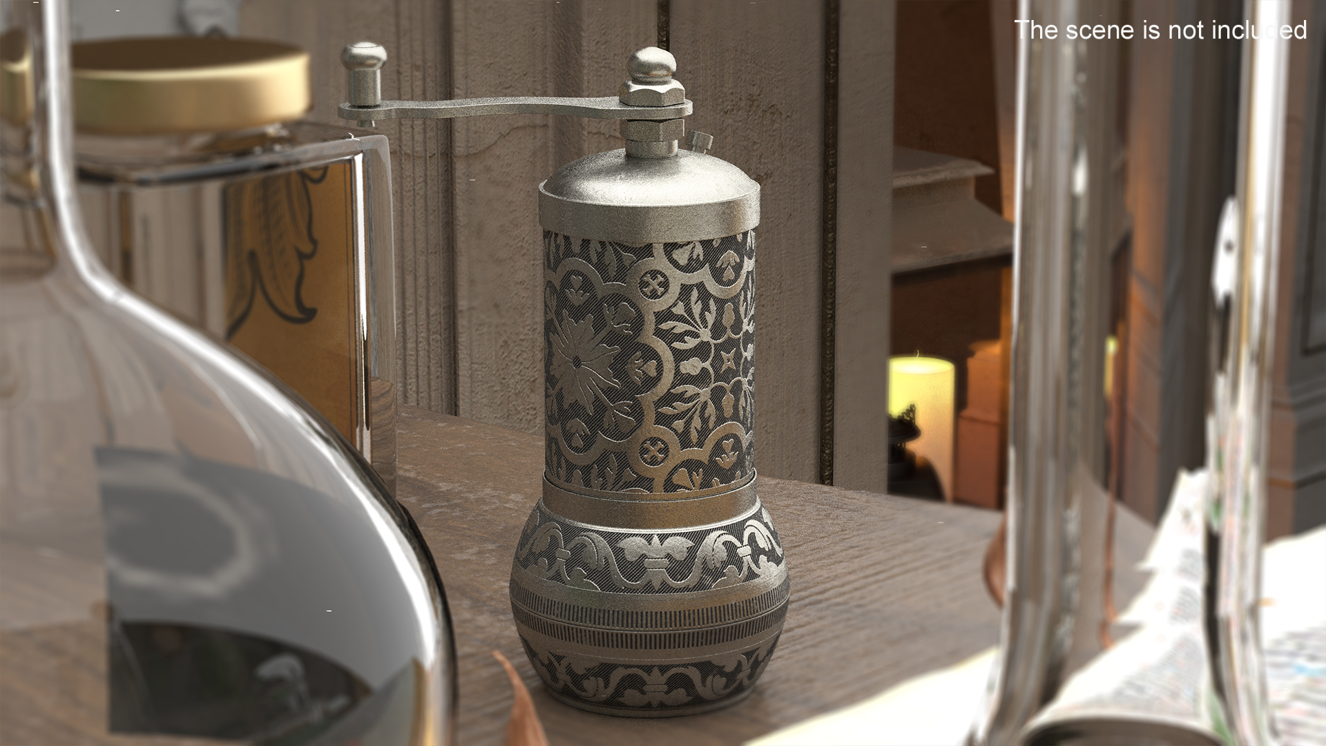 3D model Decorative Vintage Silver Hand Mill