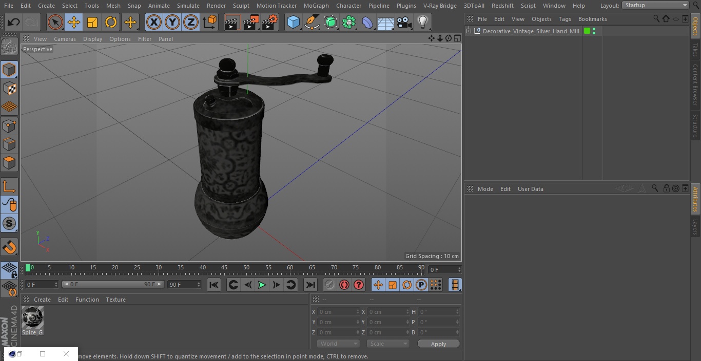 3D model Decorative Vintage Silver Hand Mill