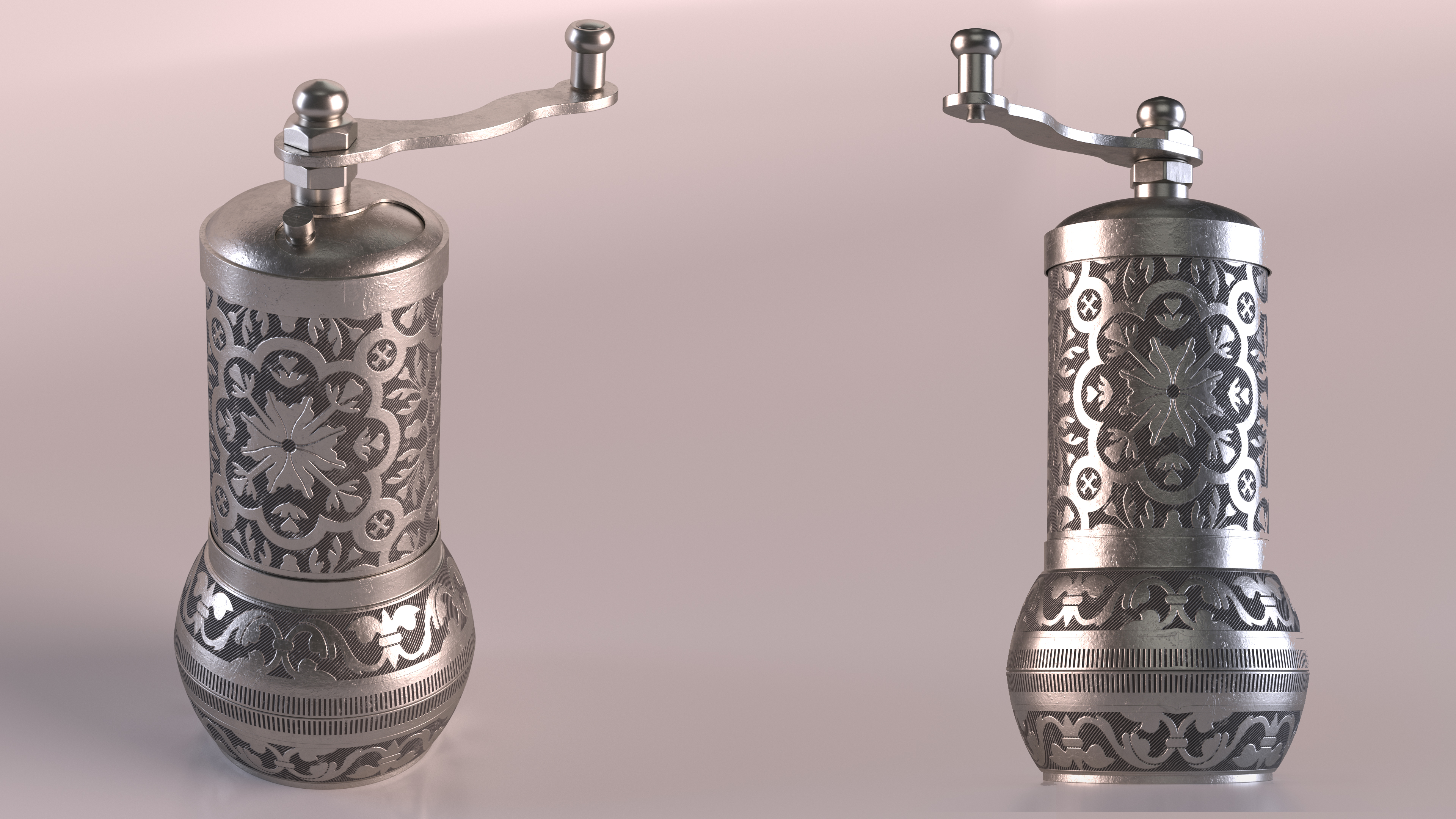 3D model Decorative Vintage Silver Hand Mill