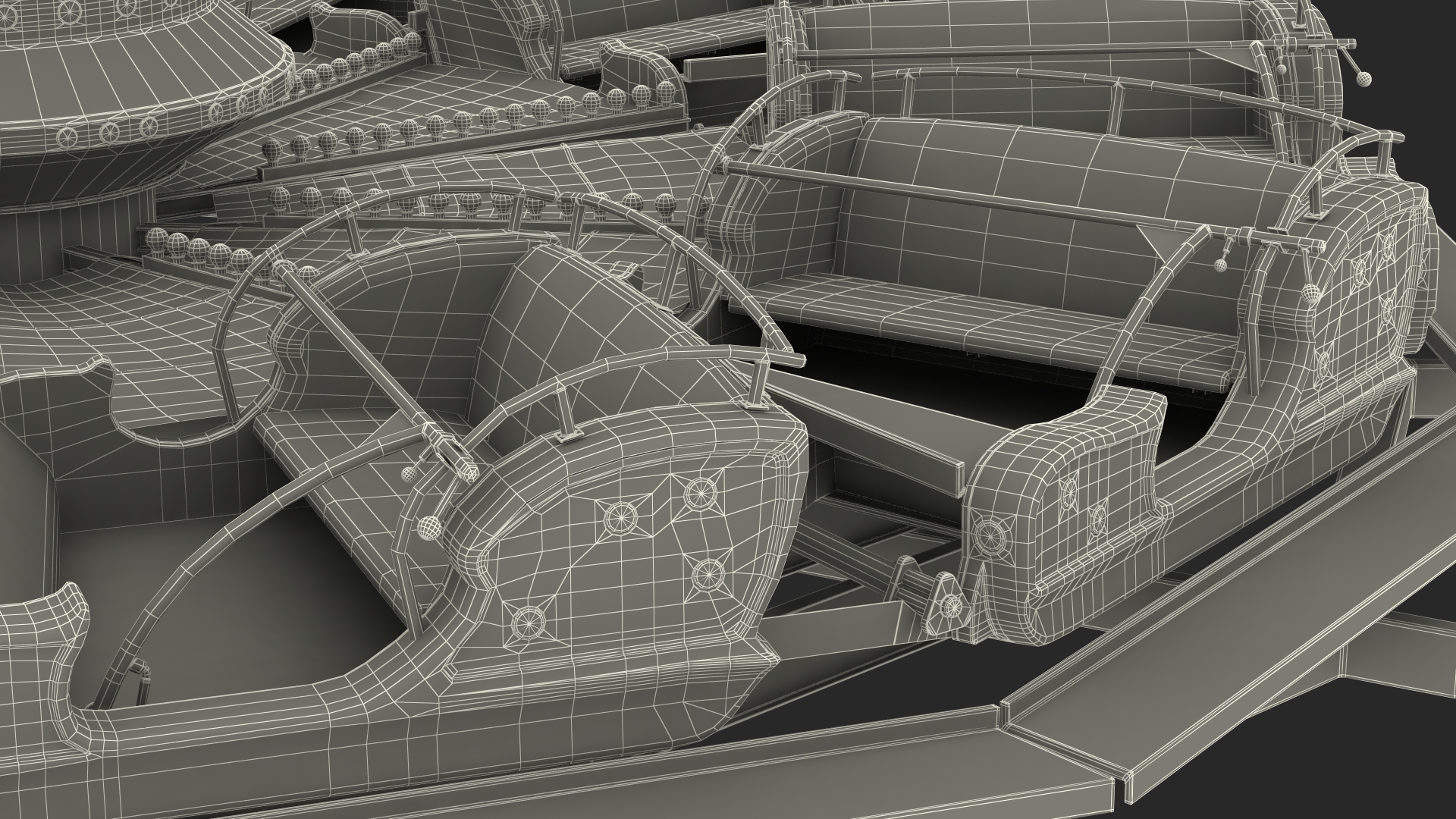 Flat Ride Round Carousel 3D model