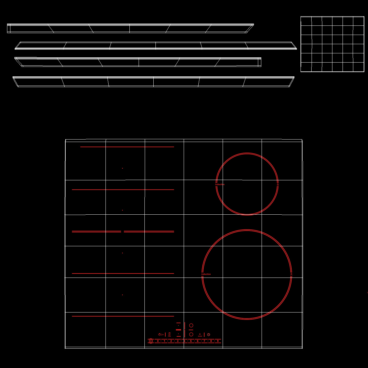 Black Induction Hob Generic 3D